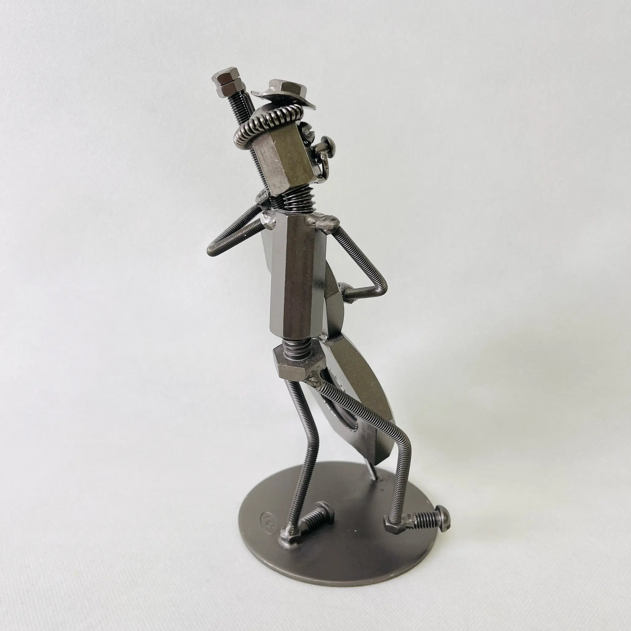 【リユース】 金属オブジェ ウッドベース奏者 / Art&Craftよしのや / BONA / クラフト工芸