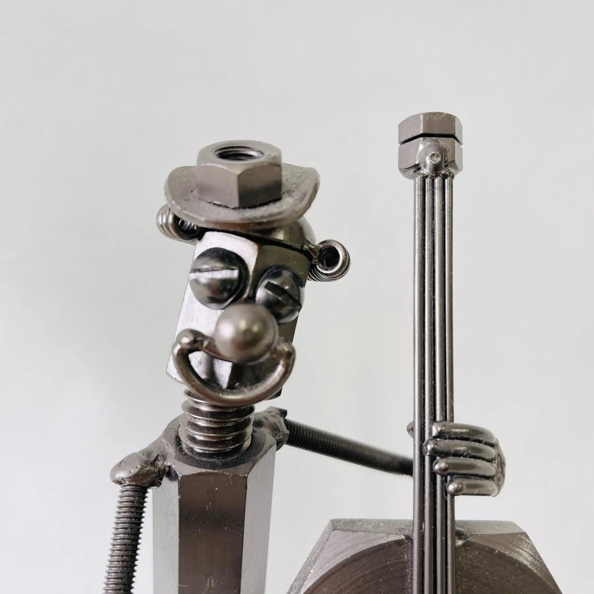 【リユース】 金属オブジェ ウッドベース奏者 / Art&Craftよしのや / BONA / クラフト工芸