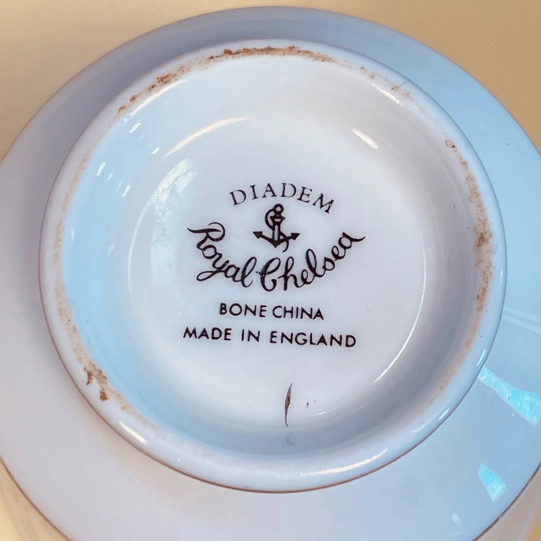 【アンティーク】プレート&ティーカップ5P Royal Chelsea(ロイヤル チェルシー) / DIADEM / Bone China / イギリス /