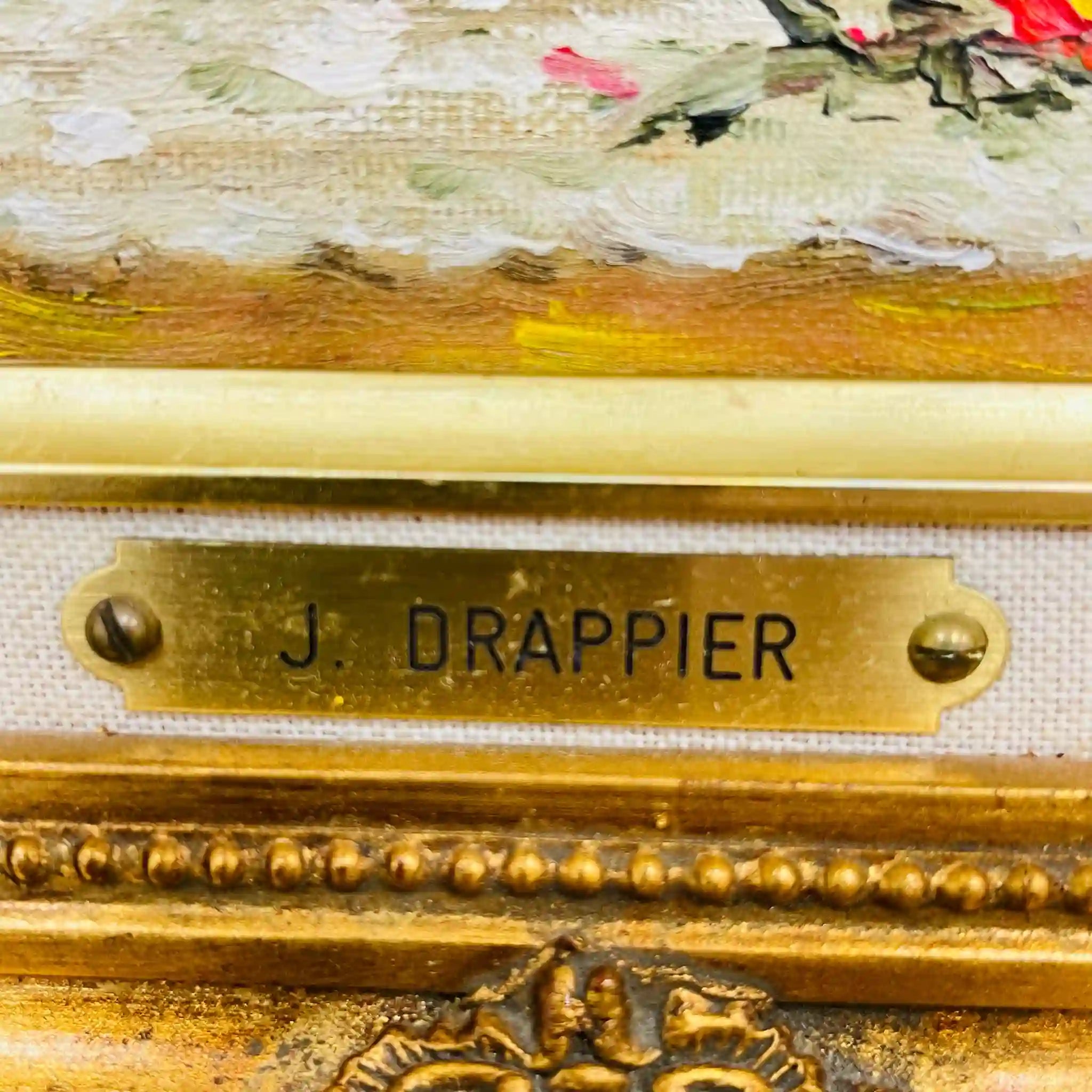 【アンティーク】 油絵 / J DRAPPIER / 「Bouquet pour Manuella」 / 19世紀後半