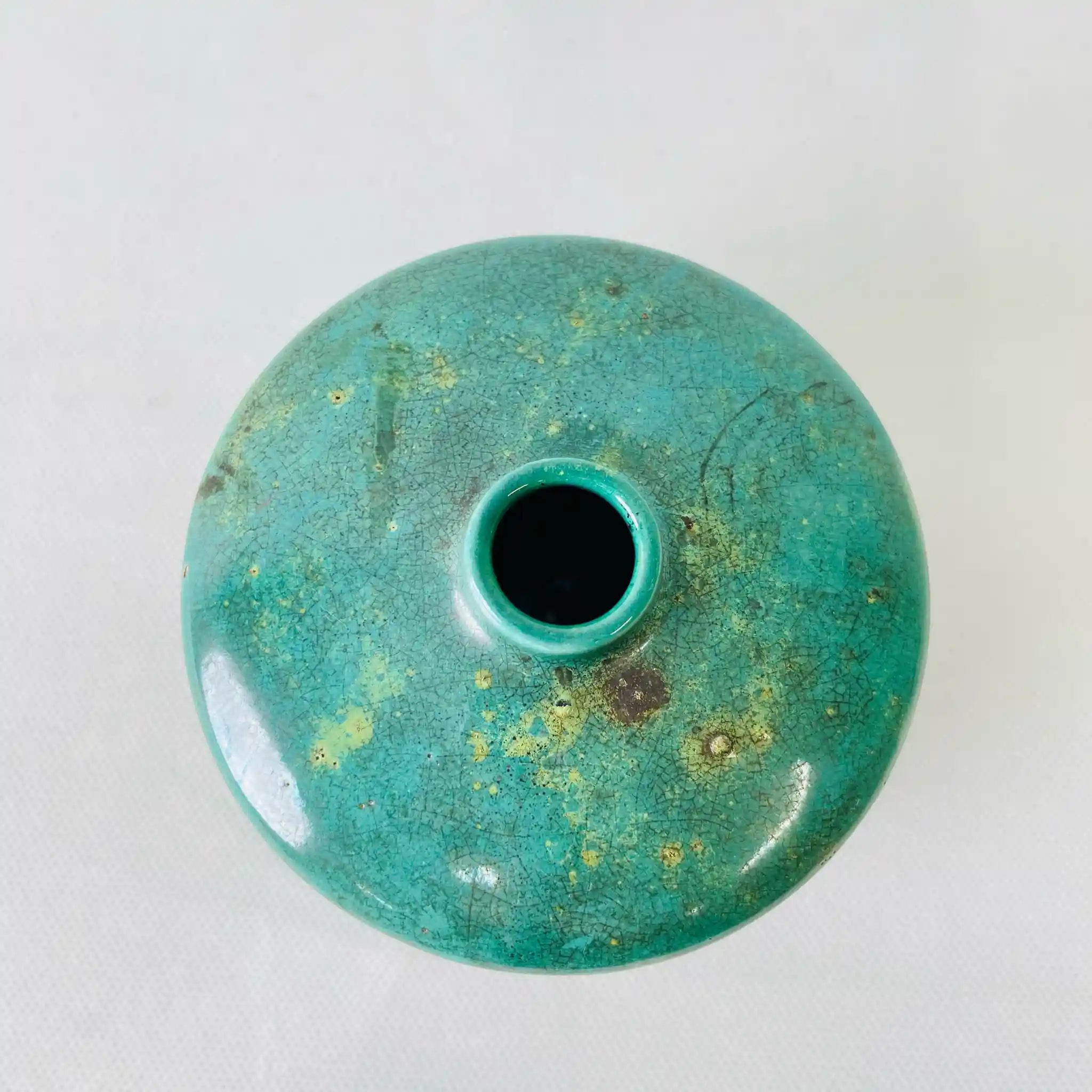 【アンティーク】 小花瓶 「緑釉徳利」 ボルドー陶器 / 小杉焼 / 陶器 / 緑釉塗布