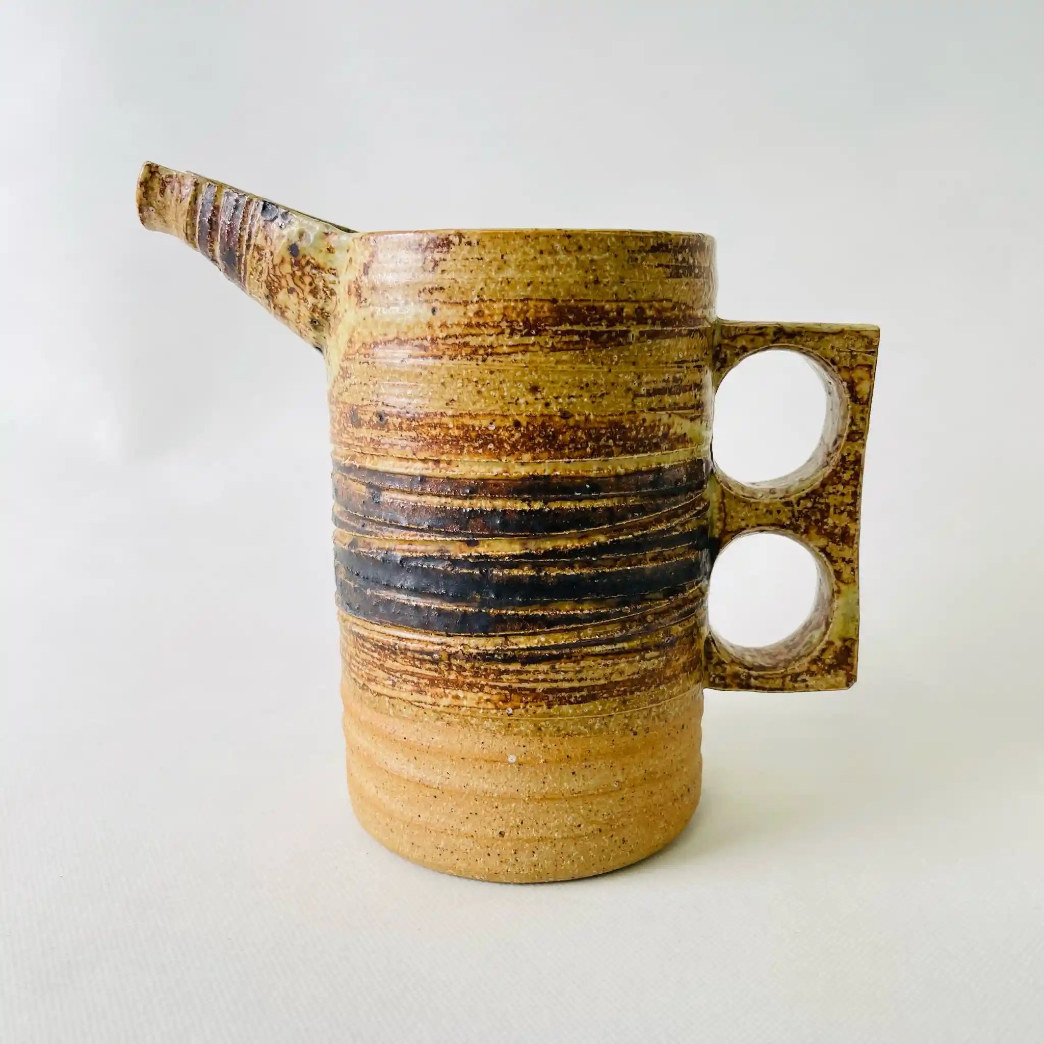 【アンティーク】 炻器製ピッチャー / ストーンウェア / デンマーク / 茶色の釉薬