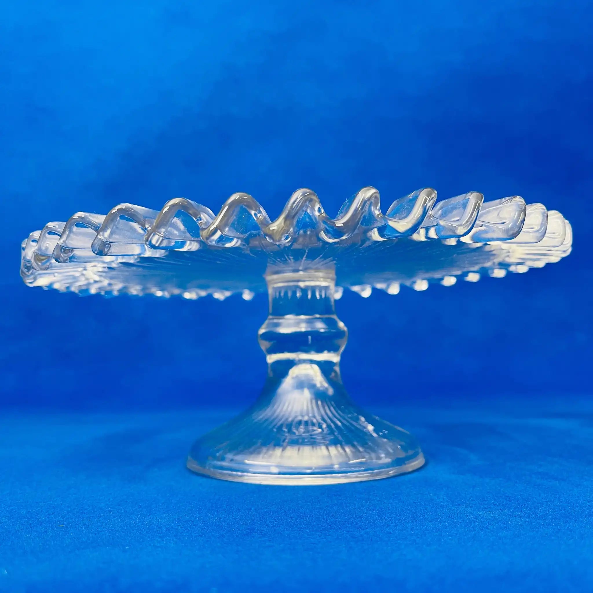 【リユース】 フリルケーキスタンド / ソーダガラス / プリーツデザイン