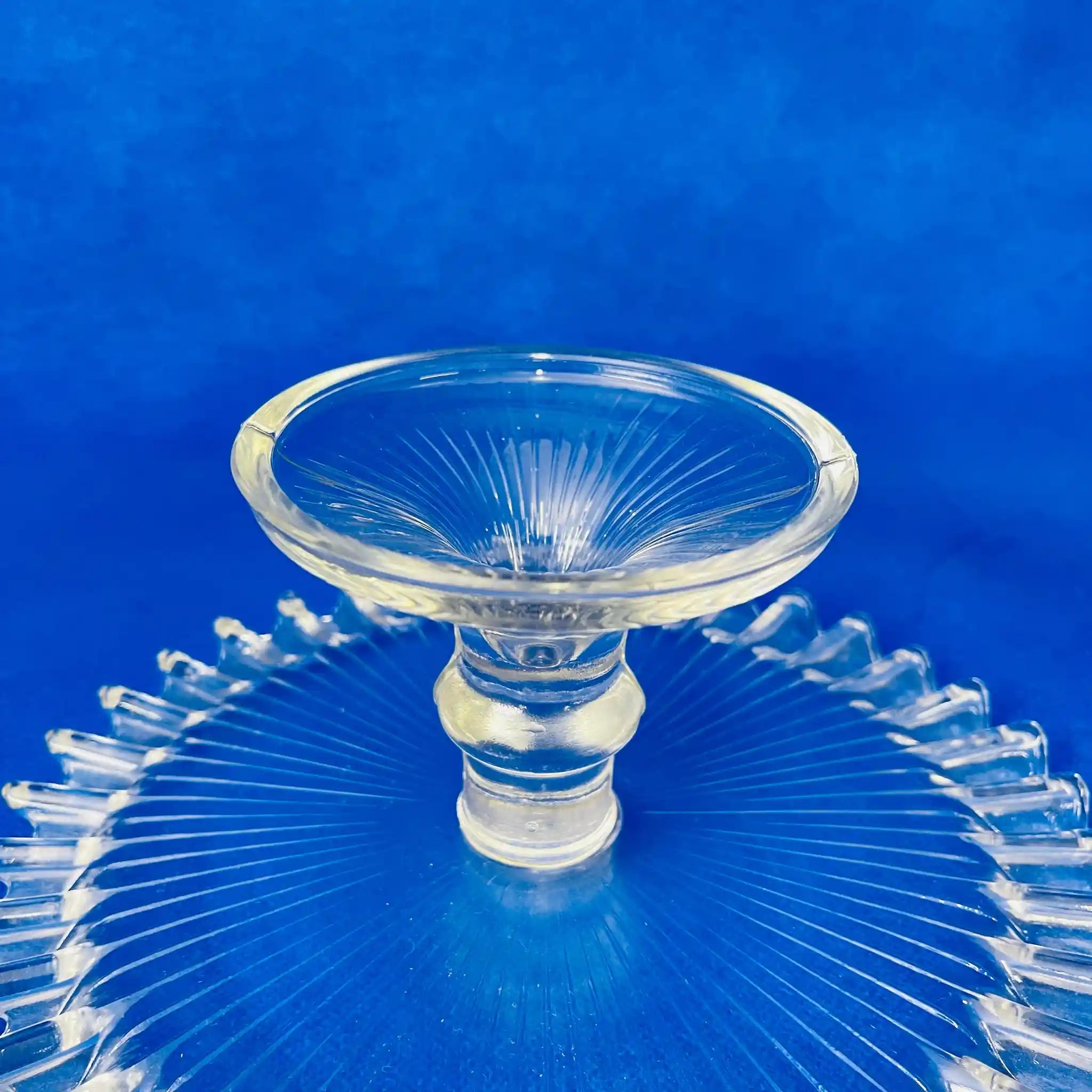 【リユース】 フリルケーキスタンド / ソーダガラス / プリーツデザイン