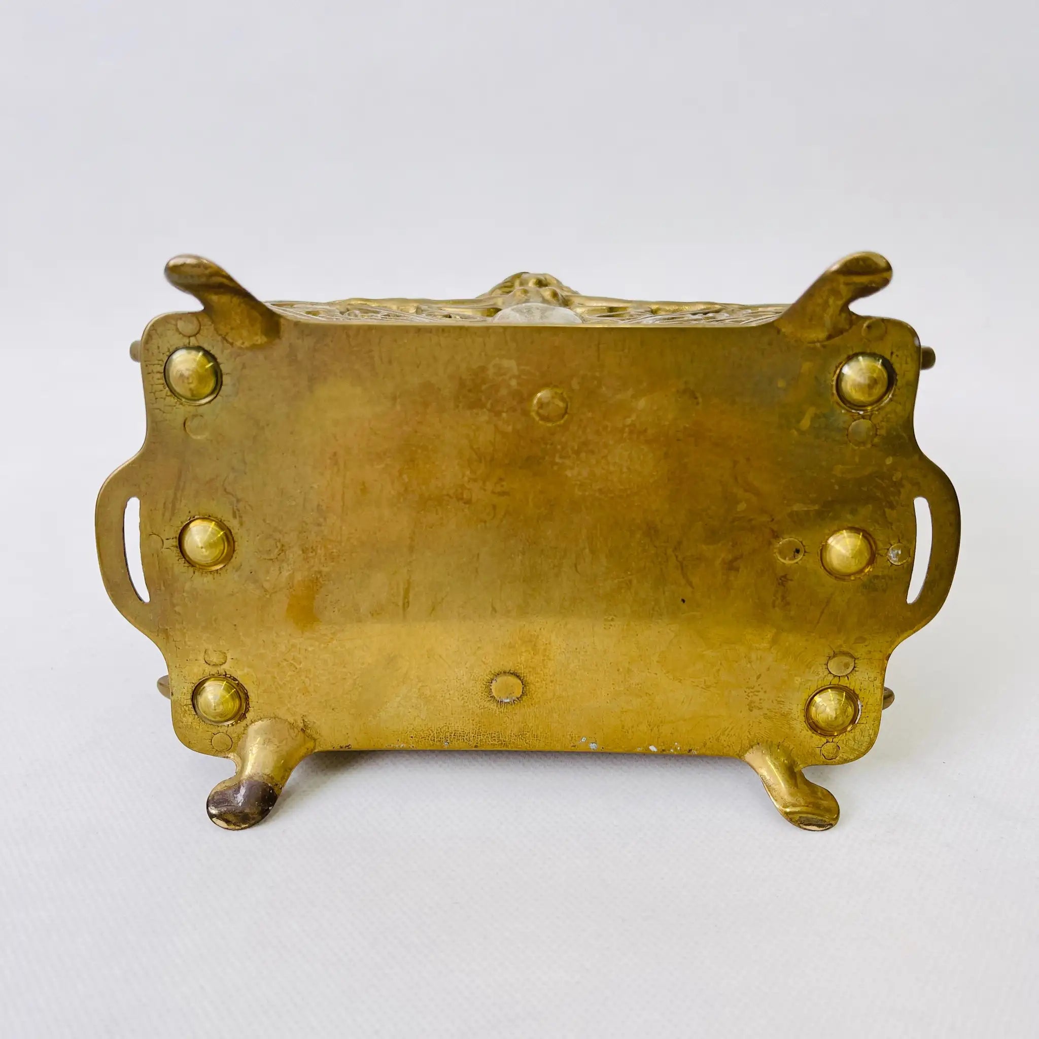 Vintage Napkin Stand / Brass / Italian / Art Nouveau Style