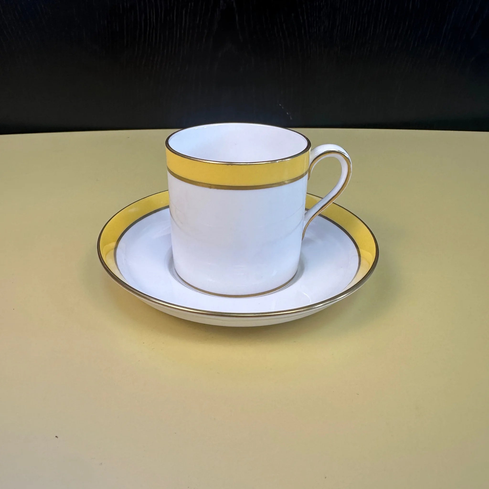【アンティーク】 ミニティーポット&ソーサーセット / SPODE(スポード) / CONSUL YELLOW(コンサルイエロー) / Fine Bone China  / イギリス