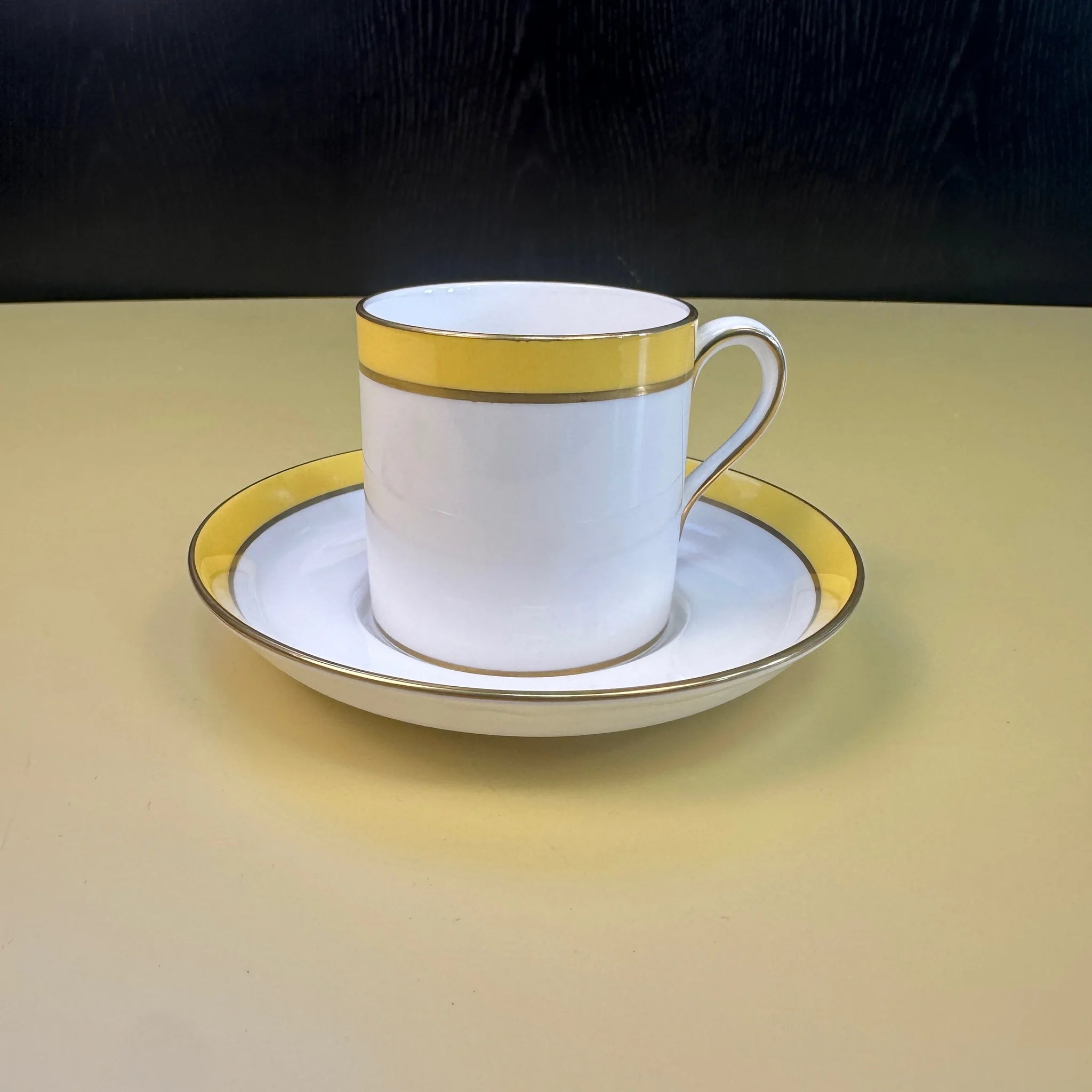 【アンティーク】 ミニティーポット&ソーサーセット / SPODE(スポード) / CONSUL YELLOW(コンサルイエロー) / Fine Bone China  / イギリス