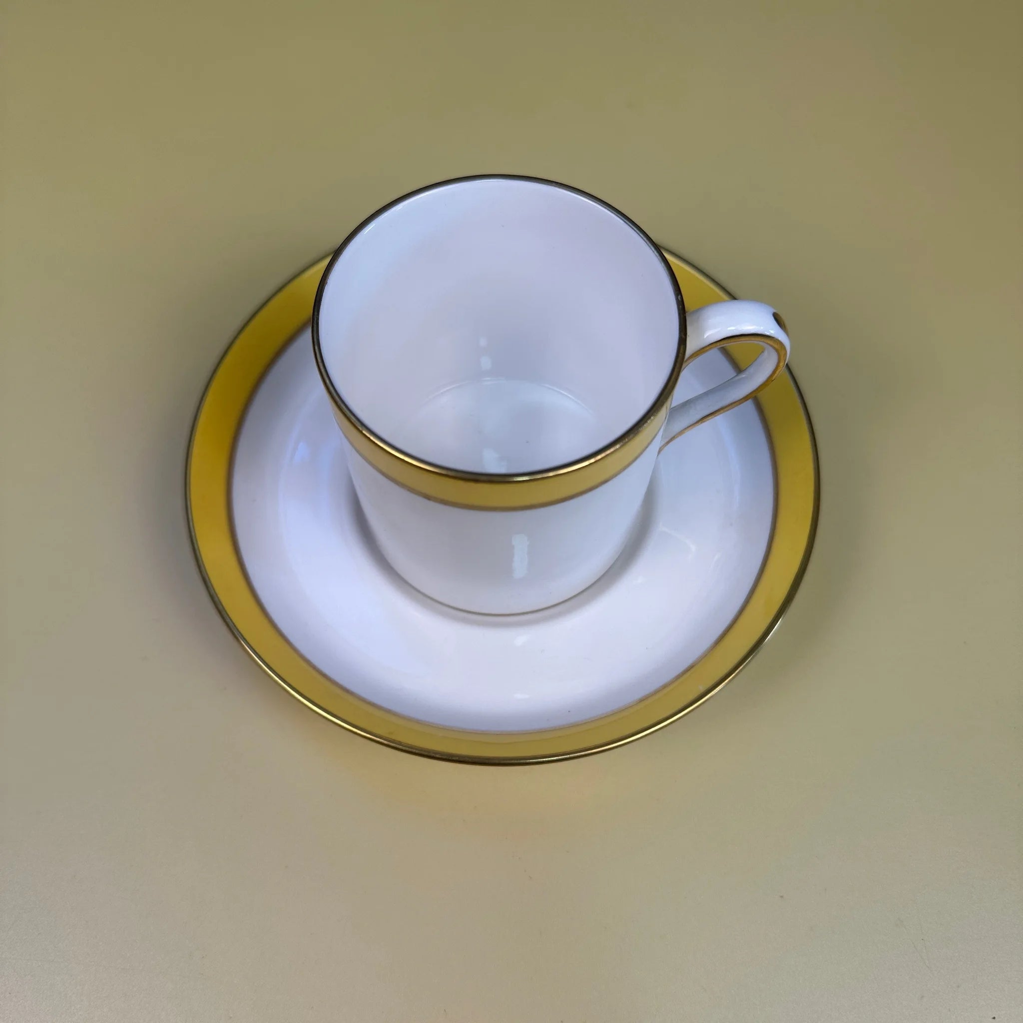 【アンティーク】 ミニティーポット&ソーサーセット / SPODE(スポード) / CONSUL YELLOW(コンサルイエロー) / Fine Bone China  / イギリス