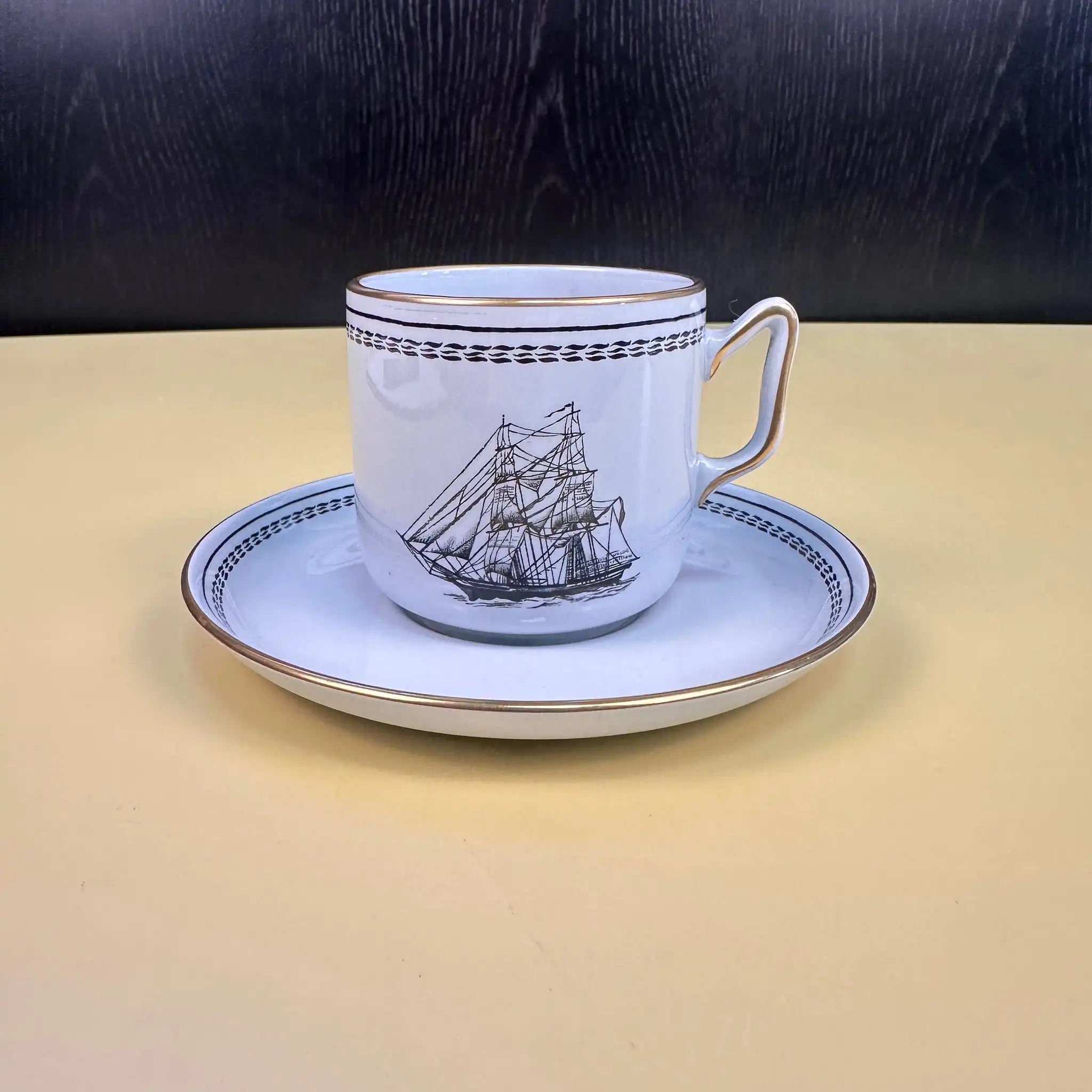 【アンティーク】 ミニティーカップ&ソーサーセット / SPODE(スポード) / TradeWinds ShipAlbus  / 1865年 / Fine Stone / イギリス