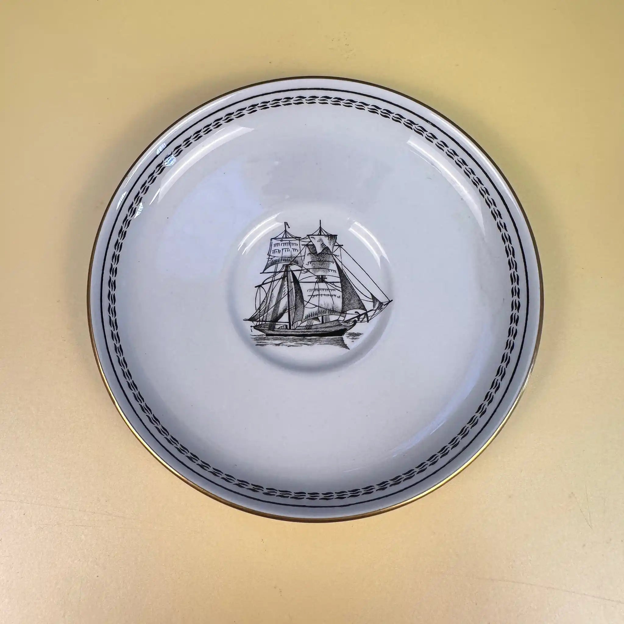 【アンティーク】 ミニティーカップ&ソーサーセット / SPODE(スポード) / TradeWinds ShipAlbus  / 1865年 / Fine Stone / イギリス