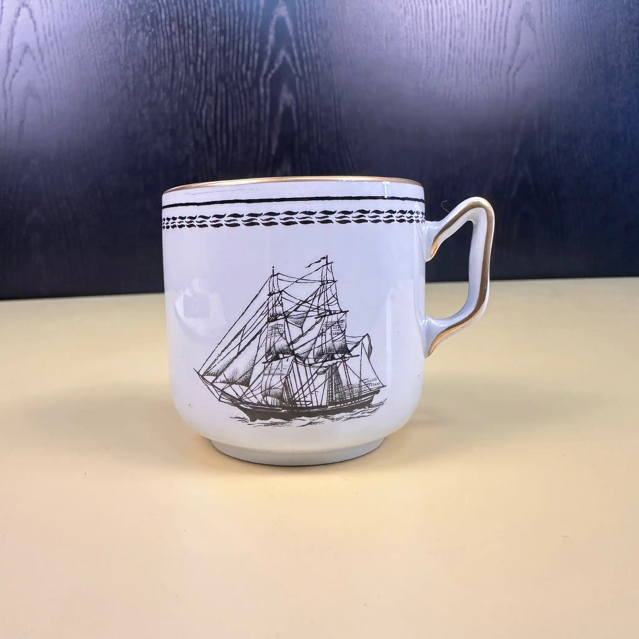 【アンティーク】 ミニティーカップ&ソーサーセット / SPODE(スポード) / TradeWinds ShipAlbus  / 1865年 / Fine Stone / イギリス