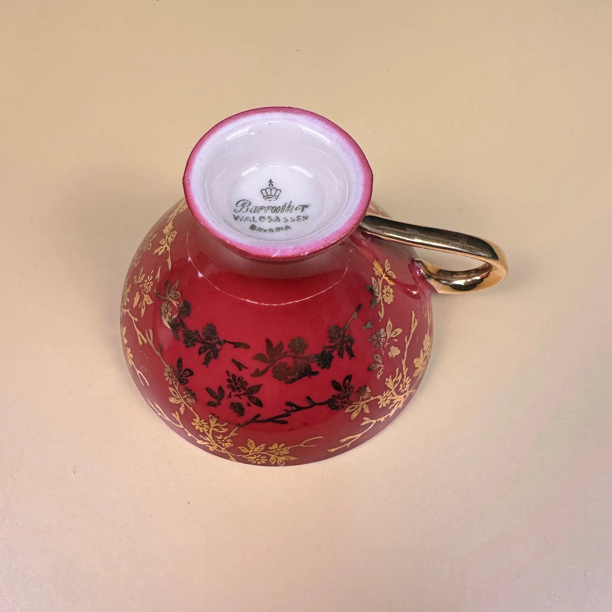 【アンティーク】 ミニティーカップ&ソーサーセット / Bavaria(バーバリア) / Waldsassen(ヴァルトザッセン) / ドイツ / 割れ補修跡あり