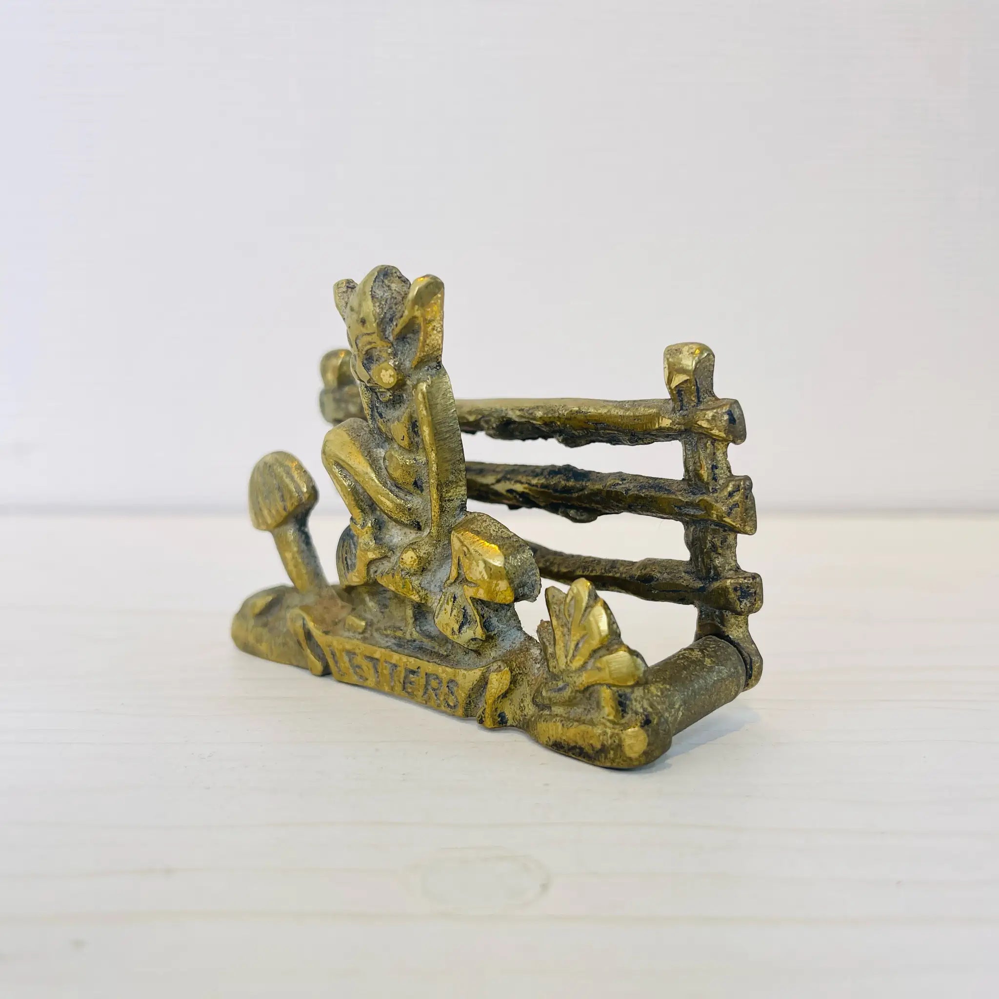 【アンティーク】 真鍮製ミニチュアフィギュア / レターラック ゴブリン / 真鍮