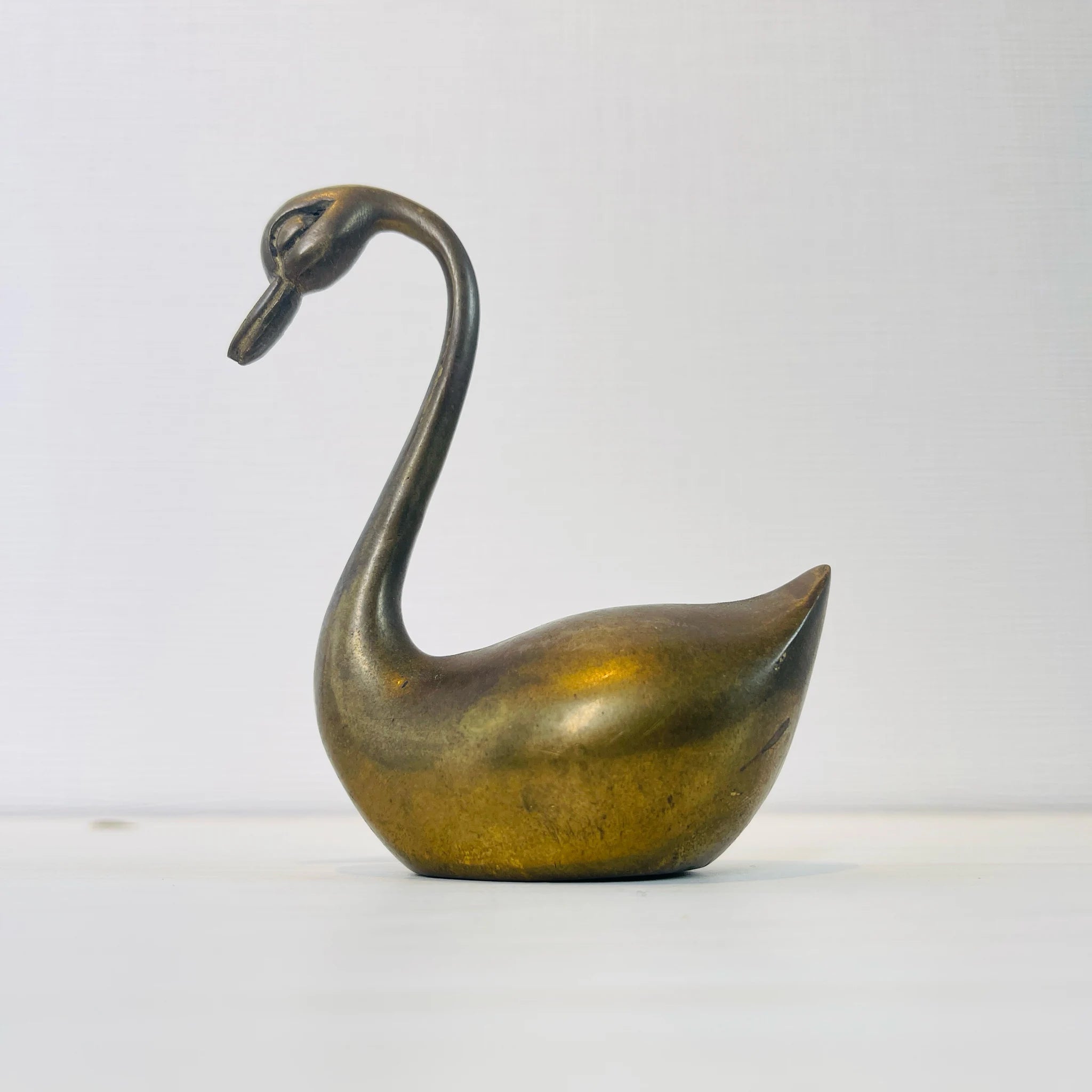 【アンティーク】 真鍮製ミニチュアフィギュア / スワン / 真鍮