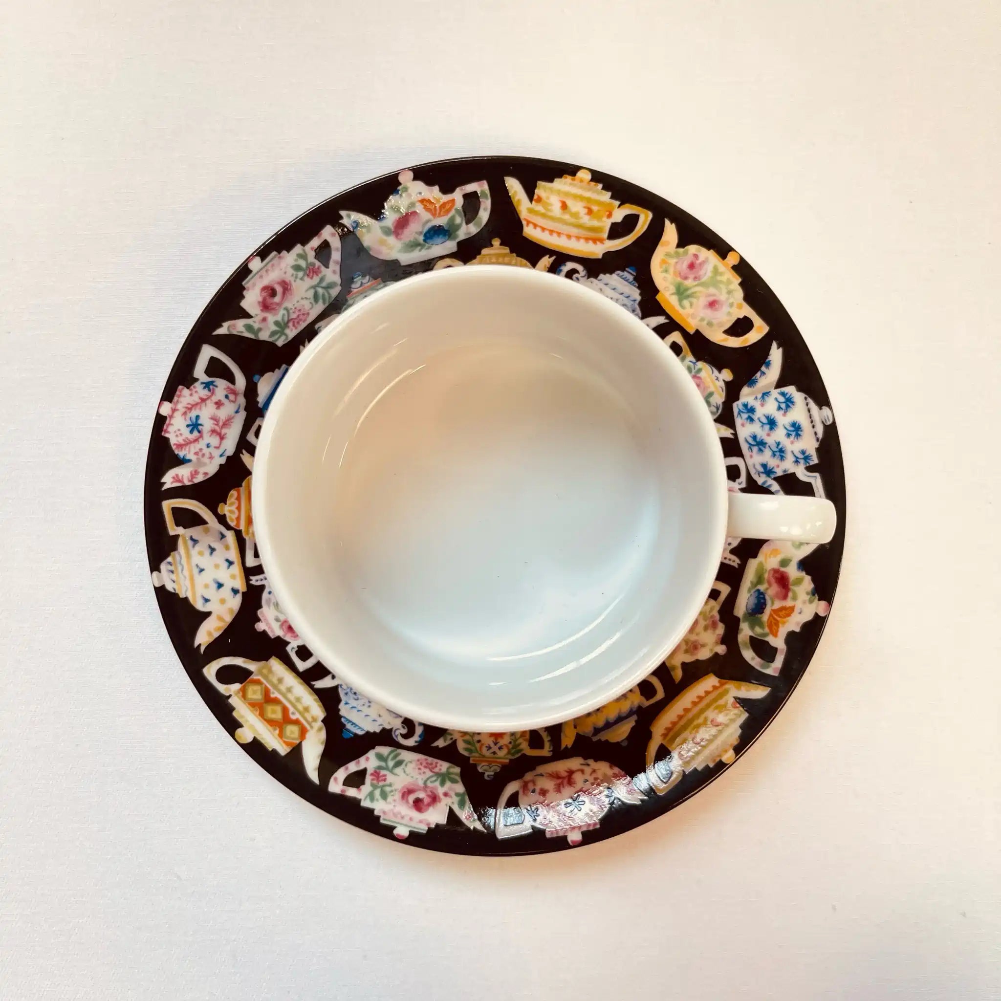 Vintage Cup and Saucer / J. Luber / Designed by Pat Albeck / 1980 / England