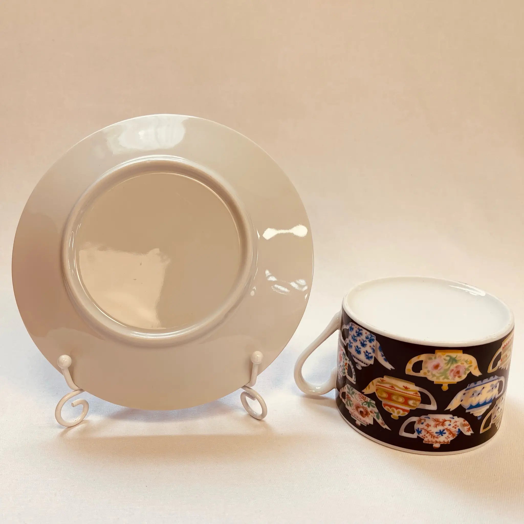 Vintage Cup and Saucer / J. Luber / Designed by Pat Albeck / 1980 / England
