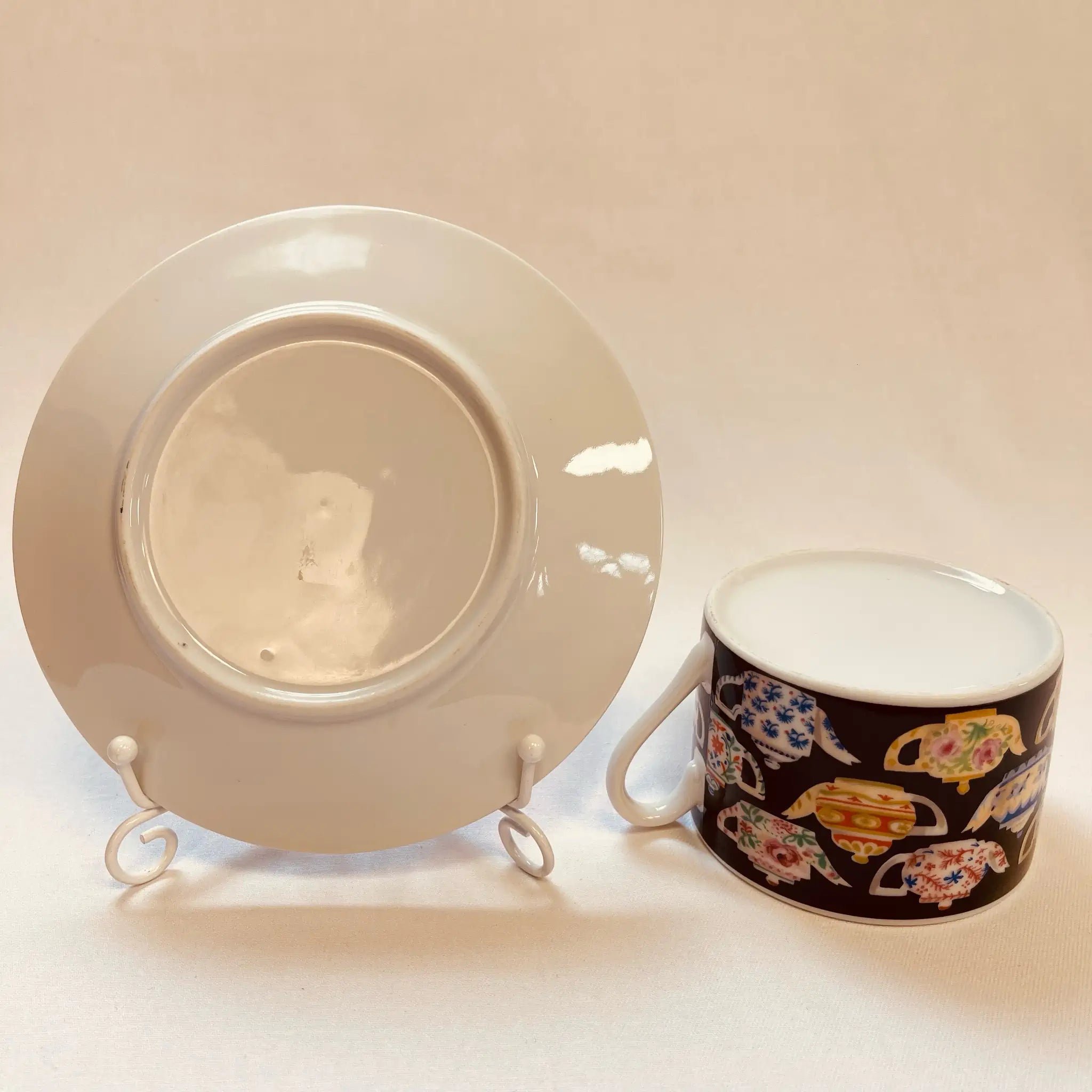 Vintage Cup and Saucer / J. Luber / Designed by Pat Albeck / 1980 / England