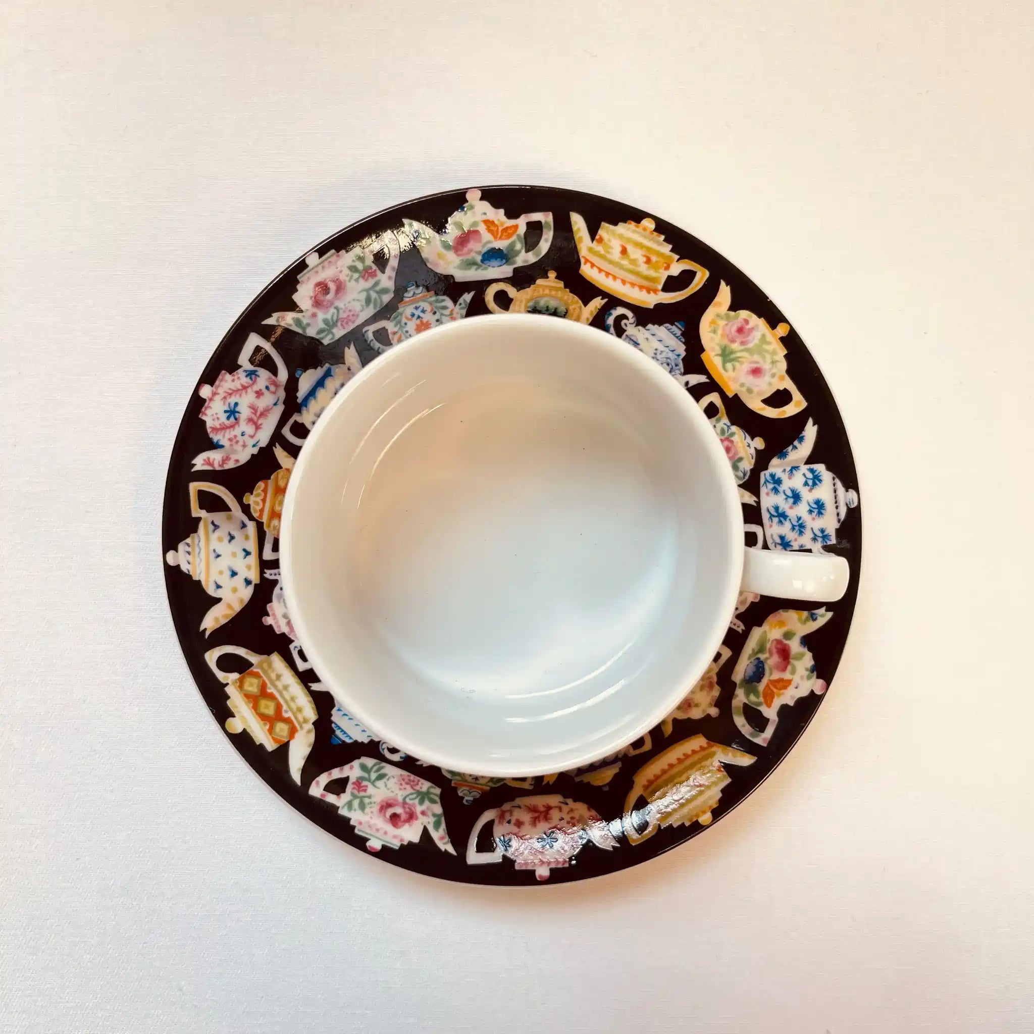 Vintage Cup and Saucer / J. Luber / Designed by Pat Albeck / 1980 / England
