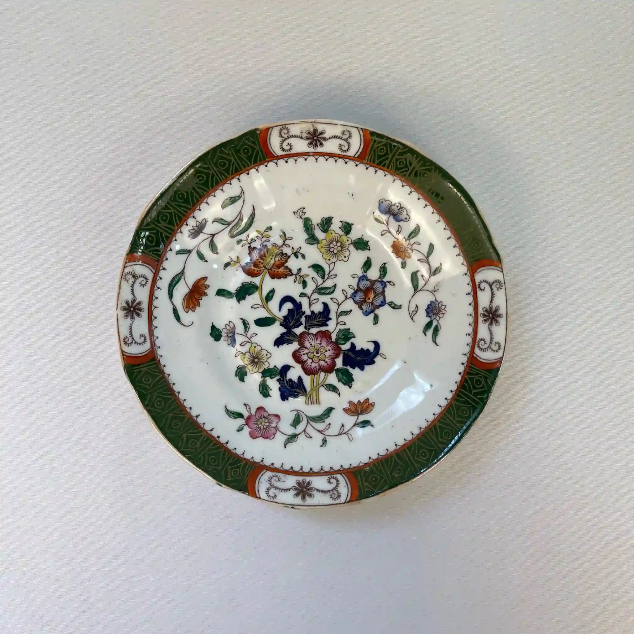 【アンティーク】 ソーサー / ビクトリアン様式 / 19世紀 / イギリス / Famille Rose(ファミーユ・ローズ)モチーフ