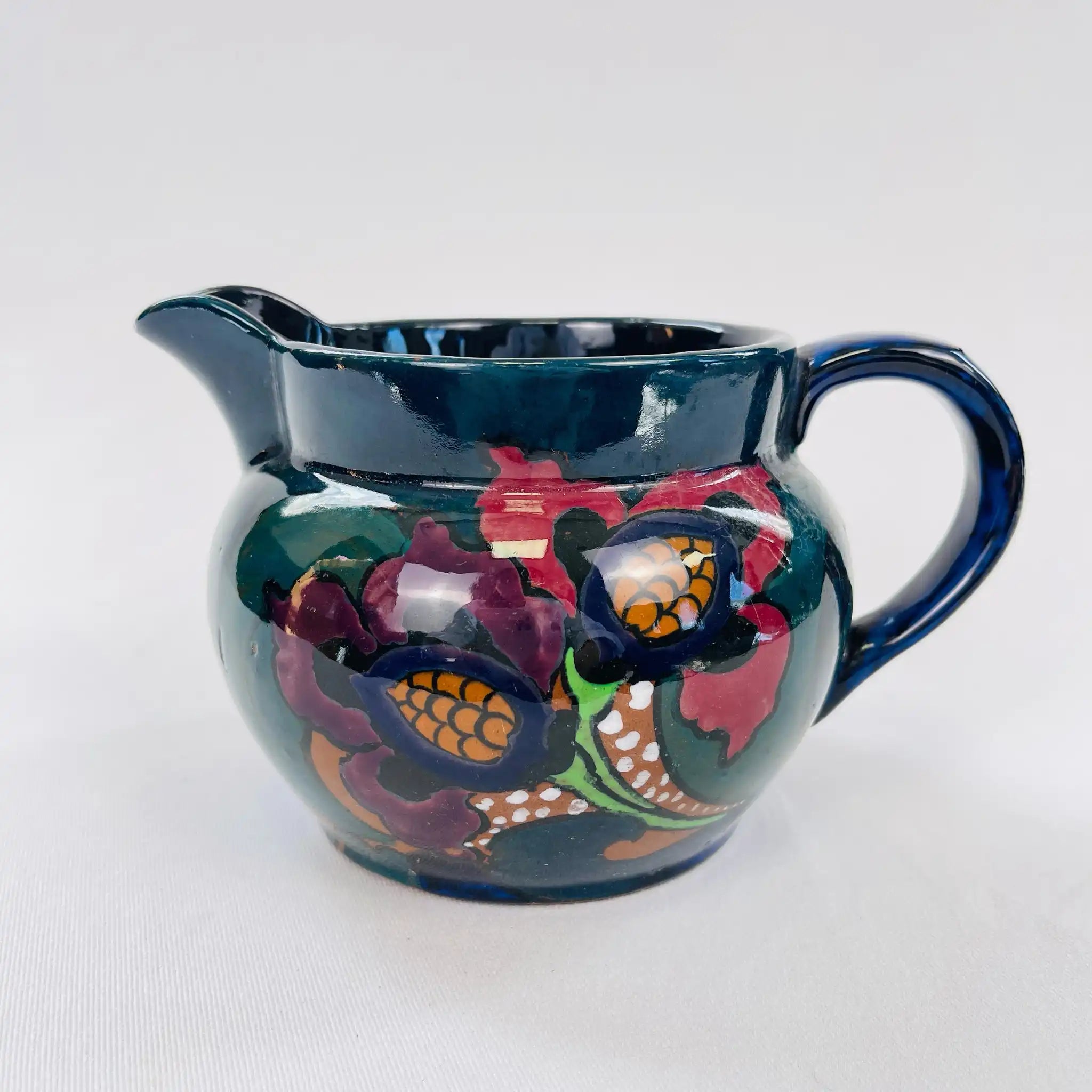 【アンティーク】 陶器製ピッチャー / Decoro England(デコロ・イングランド) / 1923年頃 / 陶器 / イギリス / 花鳥風月 ハンドペイント