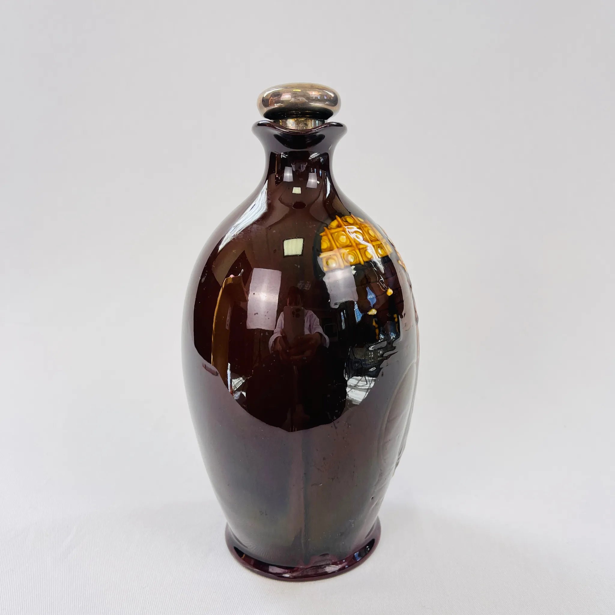 【アンティーク】 フラスク / Royal Doulton(ロイヤル ドルトン) / Kingsware(キングスウエア) / 1901年~1922年頃 / 陶器 / イギリス / シルバーストッパー