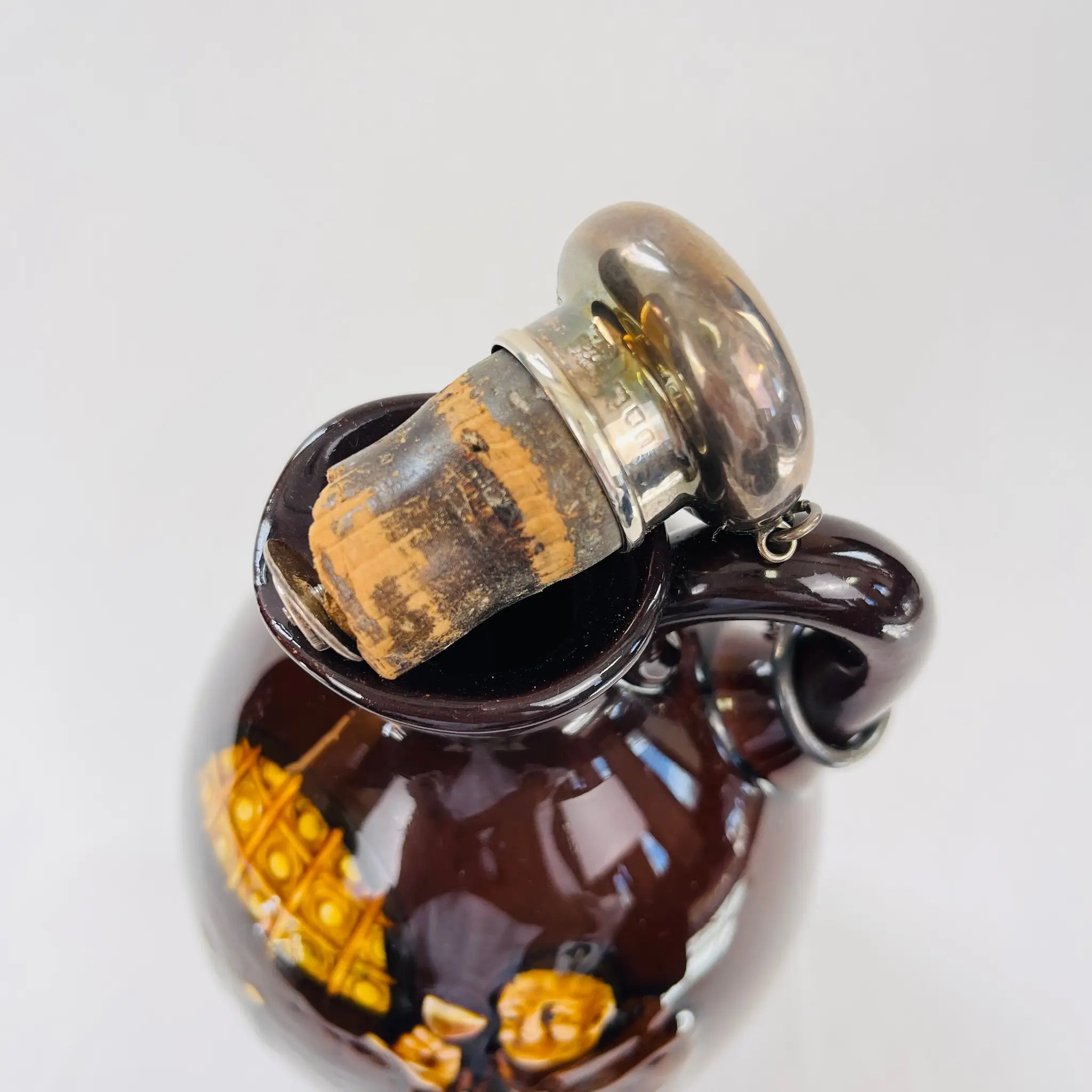 【アンティーク】 フラスク / Royal Doulton(ロイヤル ドルトン) / Kingsware(キングスウエア) / 1901年~1922年頃 / 陶器 / イギリス / シルバーストッパー