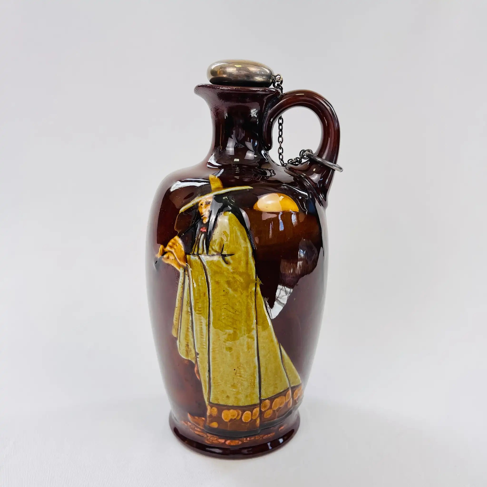 【アンティーク】 フラスク / Royal Doulton(ロイヤル ドルトン) / Kingsware(キングスウエア)"Pied Piper(パイドパイパー)" / 1901年~1922年頃 / 陶器 / イギリス / シルバーストッパー