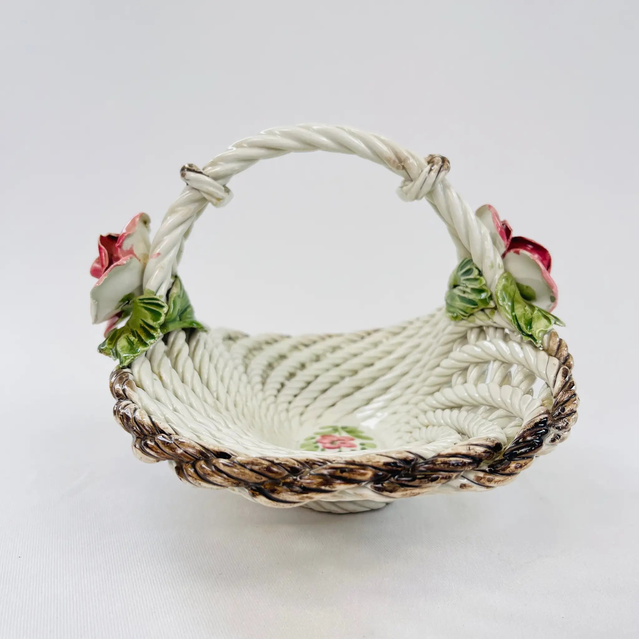 【リユース】 陶花バスケット / カポディモンテ様式 / 陶器 / イタリア