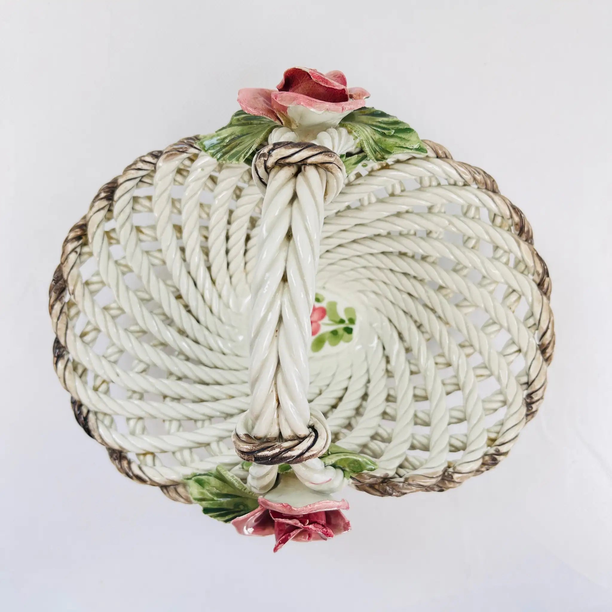 【リユース】 陶花バスケット / カポディモンテ様式 / 陶器 / イタリア