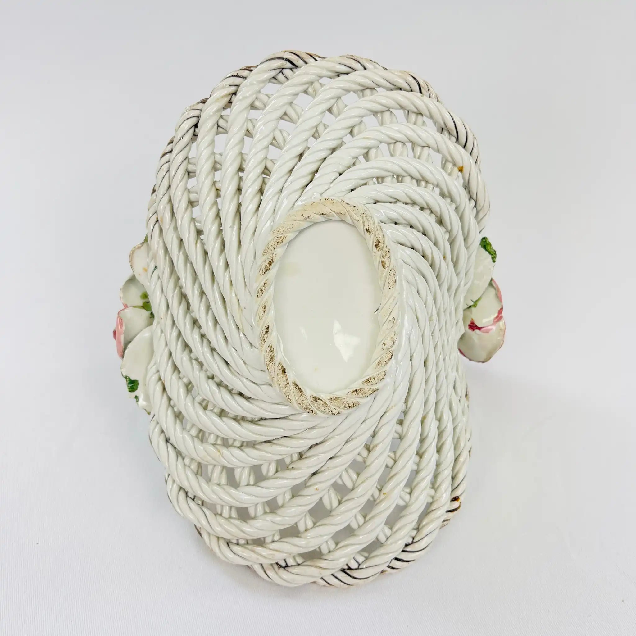 【リユース】 陶花バスケット / カポディモンテ様式 / 陶器 / イタリア