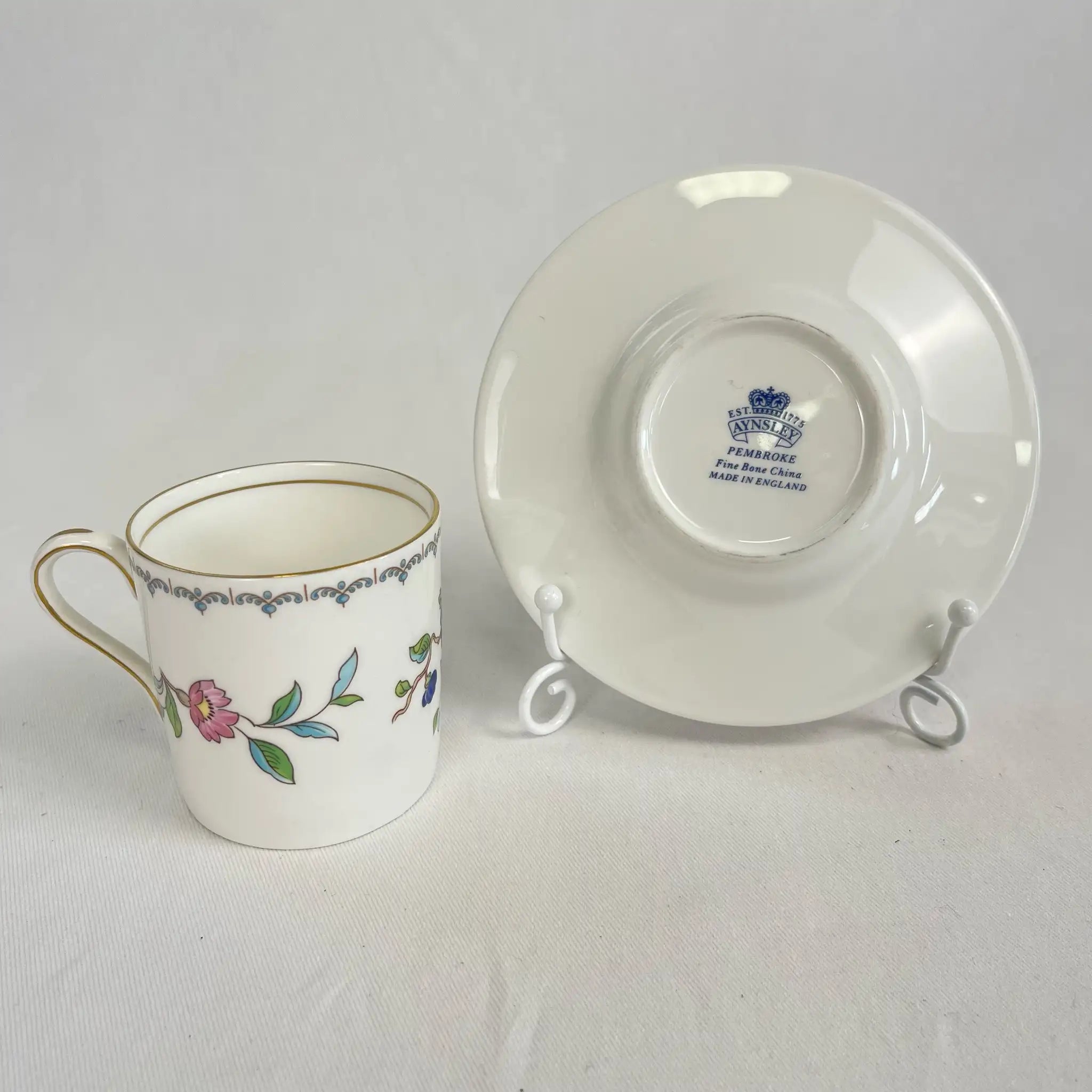 【リユース】 ドミタスカップ&ソーサーセット / AYNSLEY / ペンブロックシリーズ / 1970~2015 / Fine Bone China / イギリス