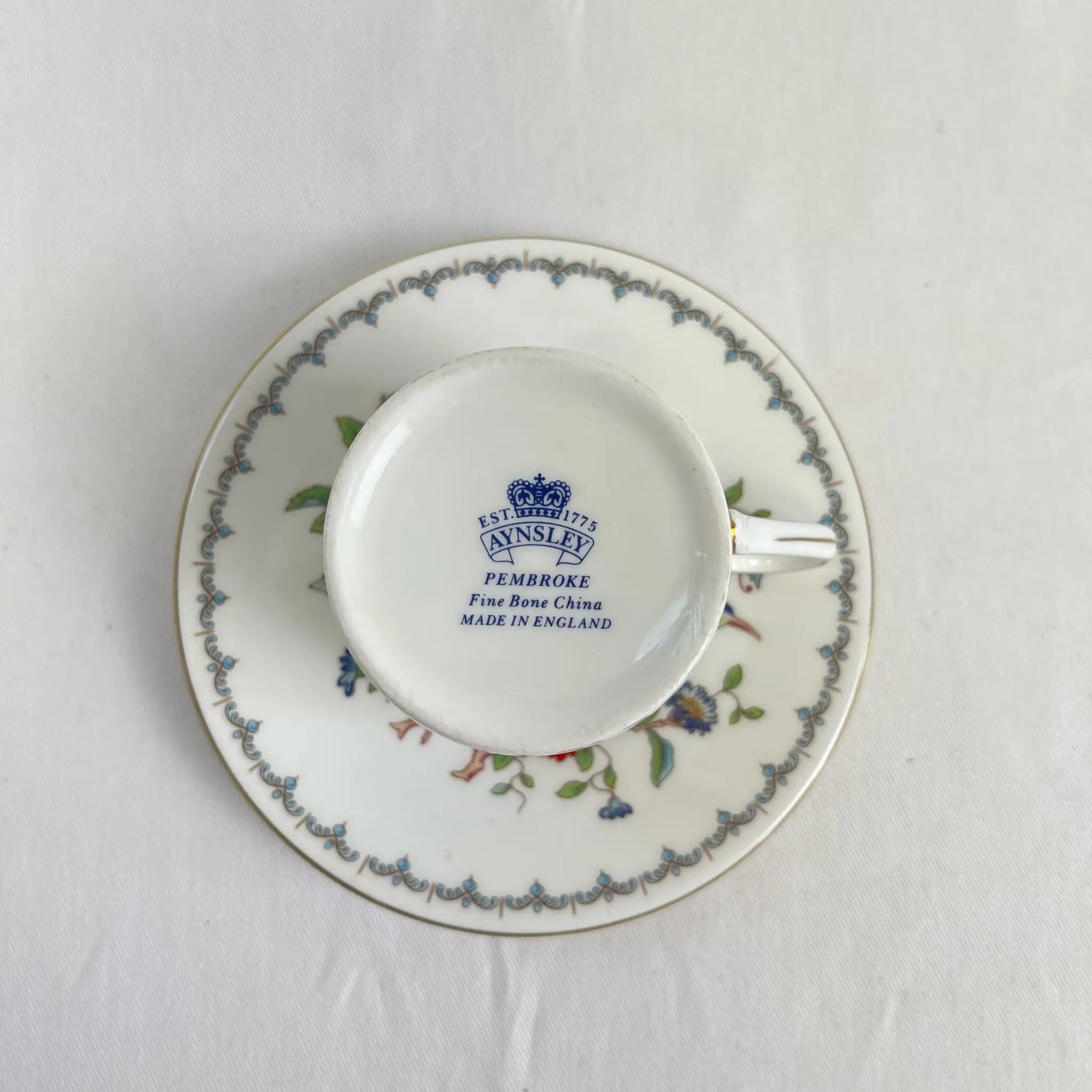 【リユース】 ドミタスカップ&ソーサーセット / AYNSLEY / ペンブロックシリーズ / 1970~2015 / Fine Bone China / イギリス