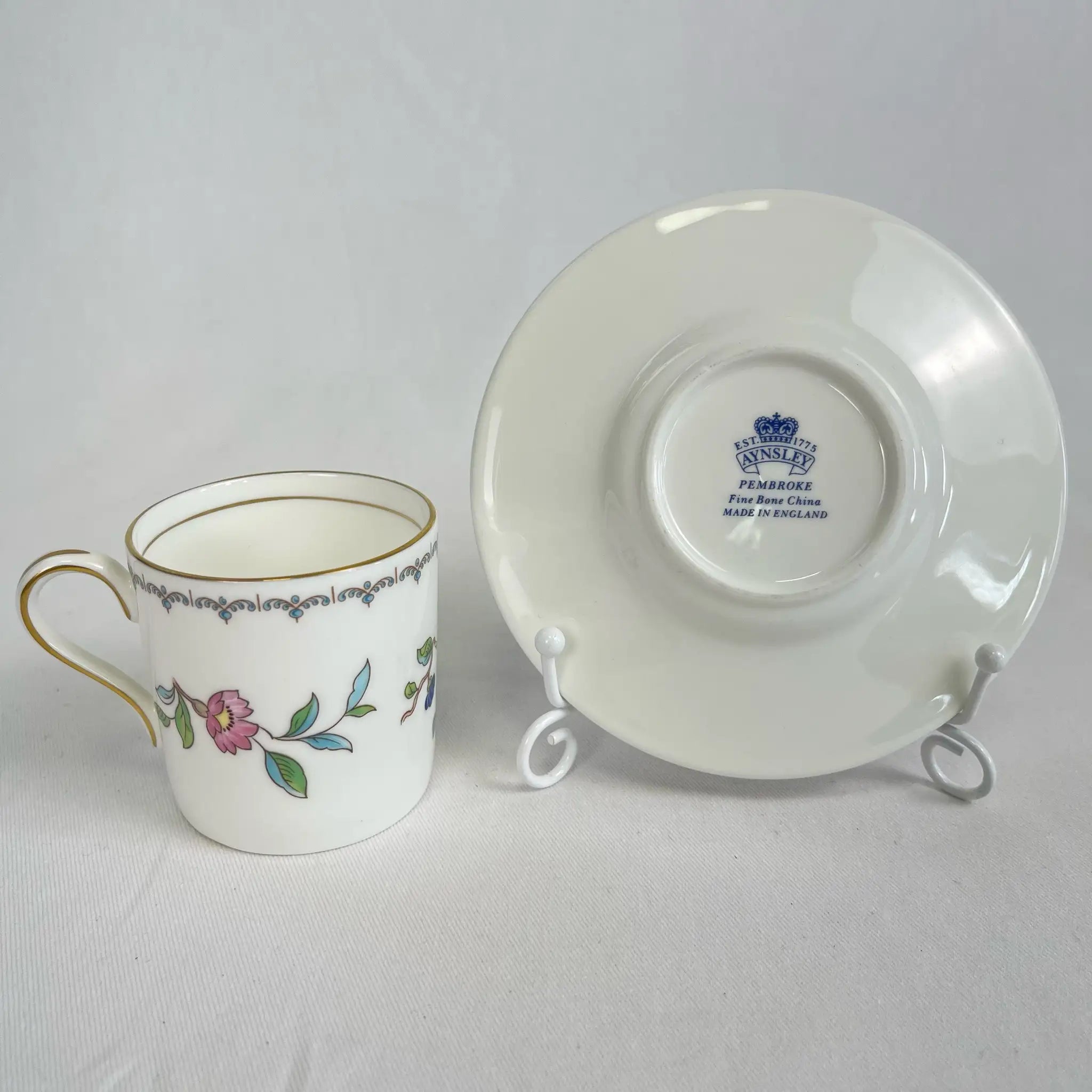 【リユース】 ドミタスカップ&ソーサーセット / AYNSLEY / ペンブロックシリーズ / 1970~2015 / Fine Bone China / イギリス