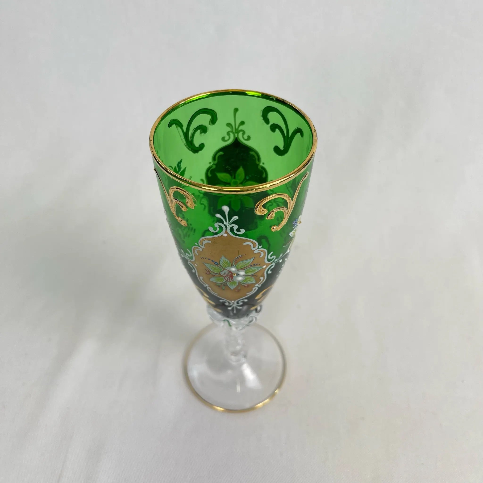 【リユース】 ベネチアングラス / ムラーノグラス / ソーダ石灰ガラス / イタリア / 金彩,花柄