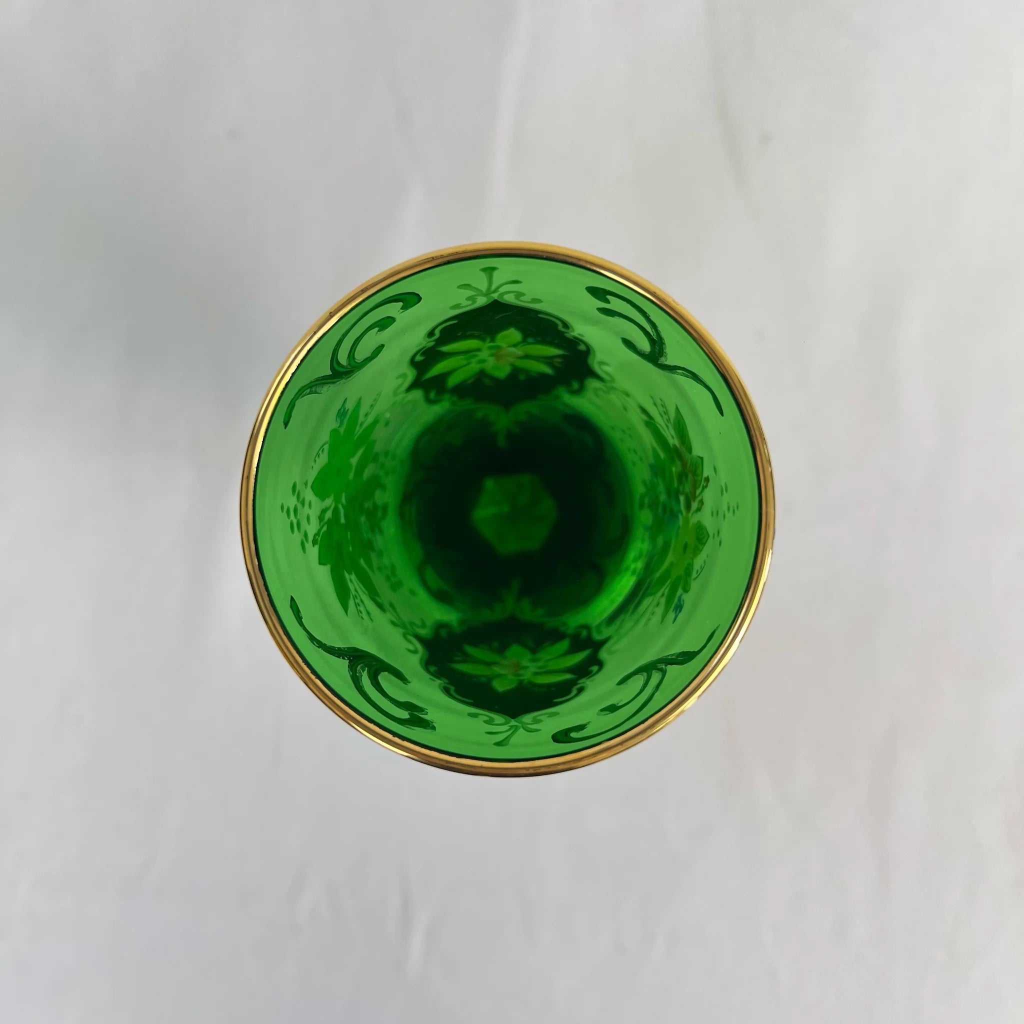 【リユース】 ベネチアングラス / ムラーノグラス / ソーダ石灰ガラス / イタリア / 金彩,花柄