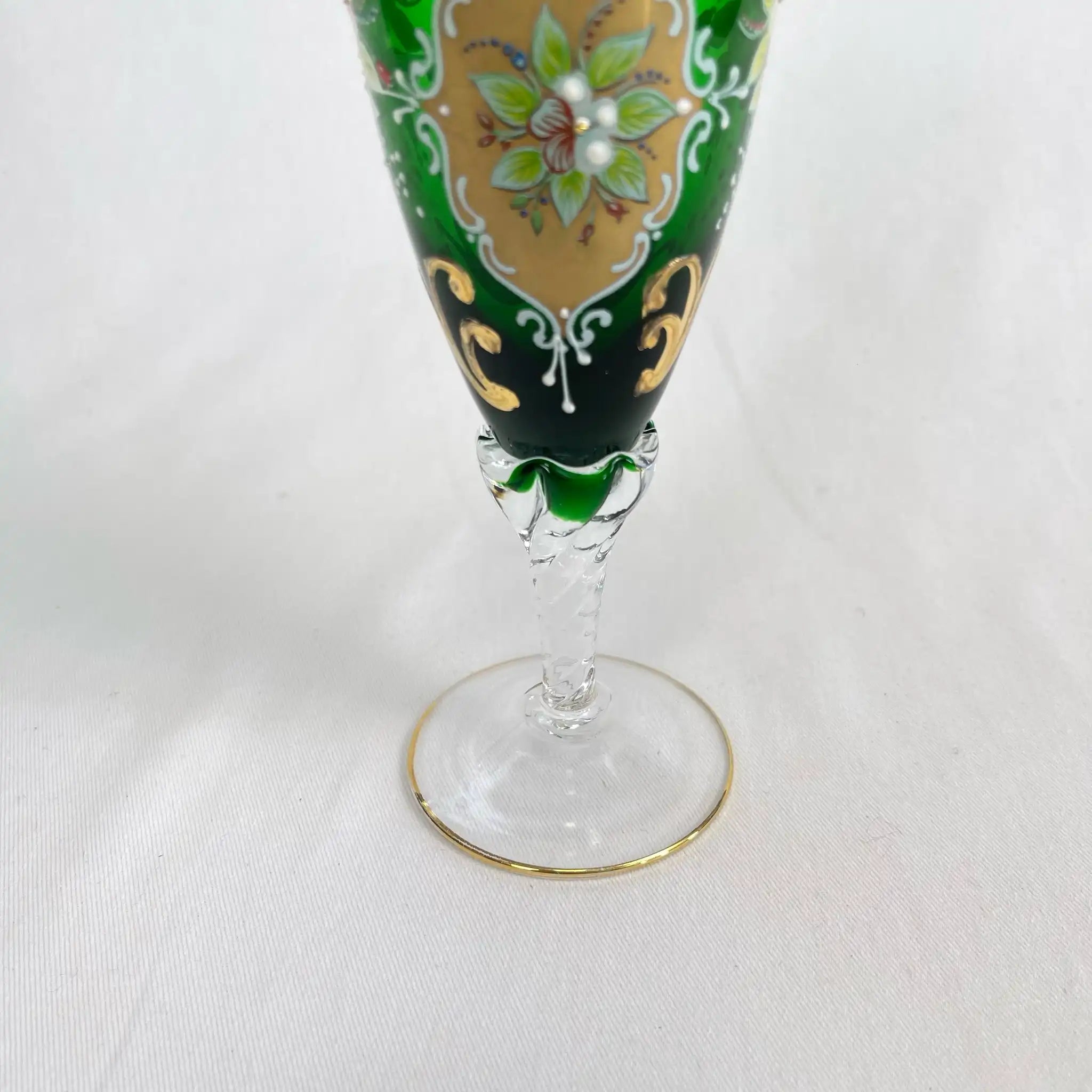 【リユース】 ベネチアングラス / ムラーノグラス / ソーダ石灰ガラス / イタリア / 金彩,花柄