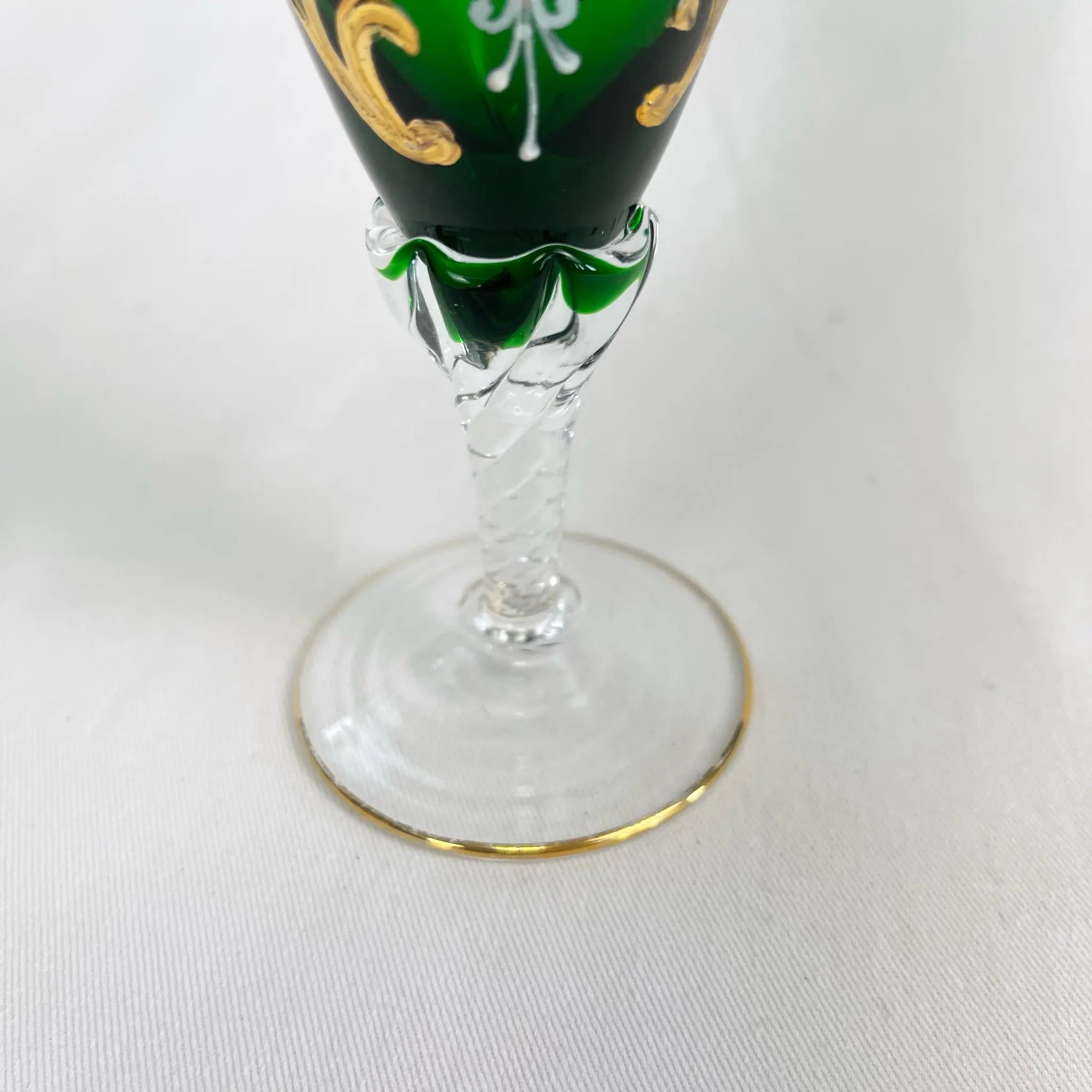 【リユース】 ベネチアングラス / ムラーノグラス / ソーダ石灰ガラス / イタリア / 金彩,花柄