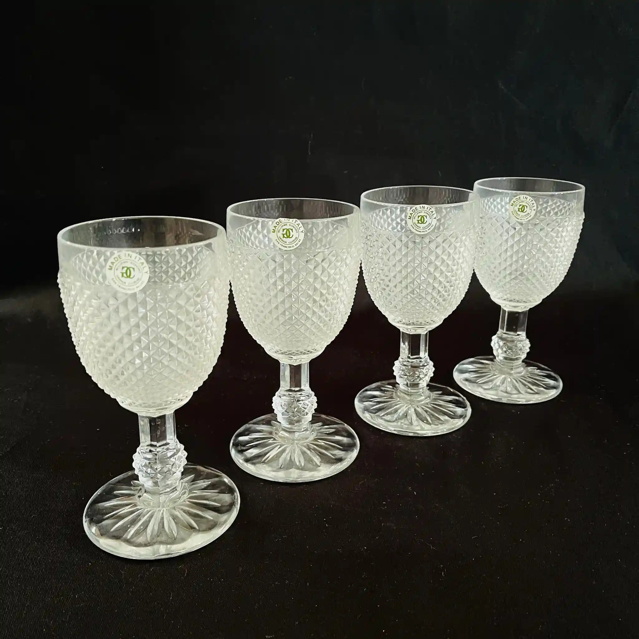 【リユース】 ワイングラス 4P / WILLIAMS SONOMA / GRANDE CUISINE / イタリア / 金彩 / 箱付き