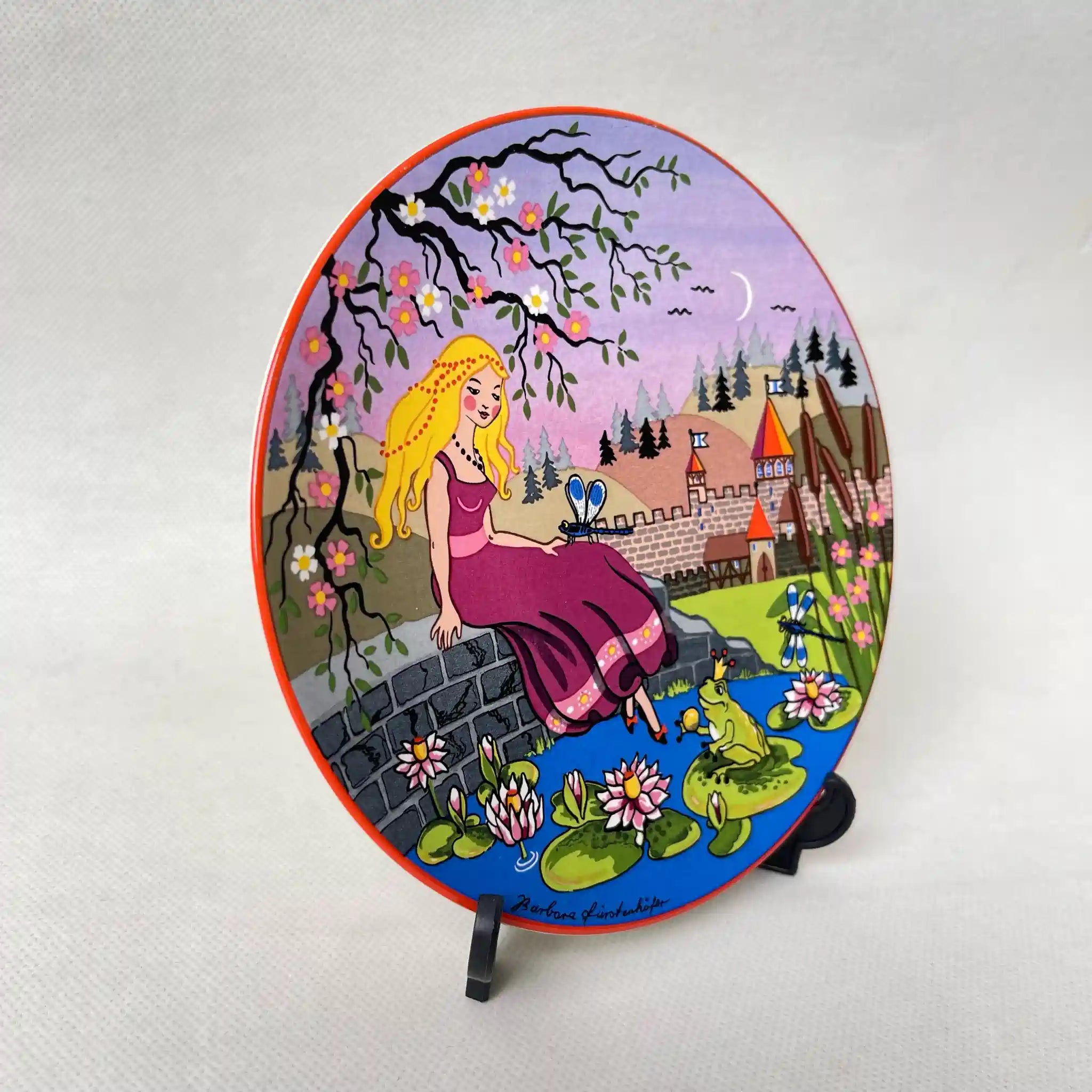 【ビンテージ】 プレート(皿) / Poole Pottery(プール ポタリー) / カエルの王様 / 陶器 / イギリス / スタンド付き