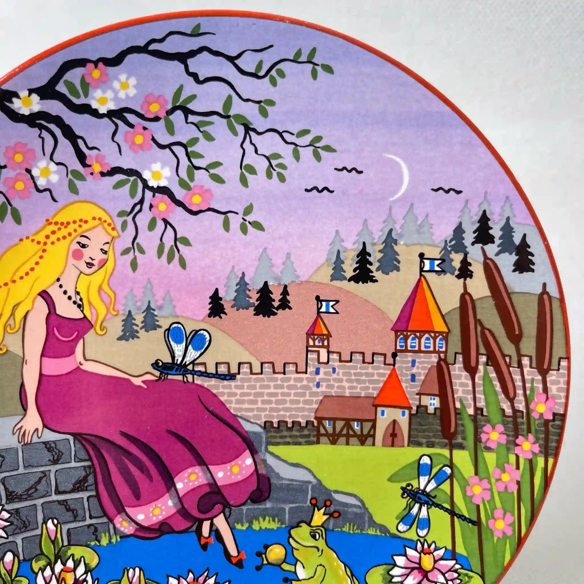 【复古】盘(碟子)/ Poole Pottery(游泳池)/青蛙之王/陶器/英国/附带支架