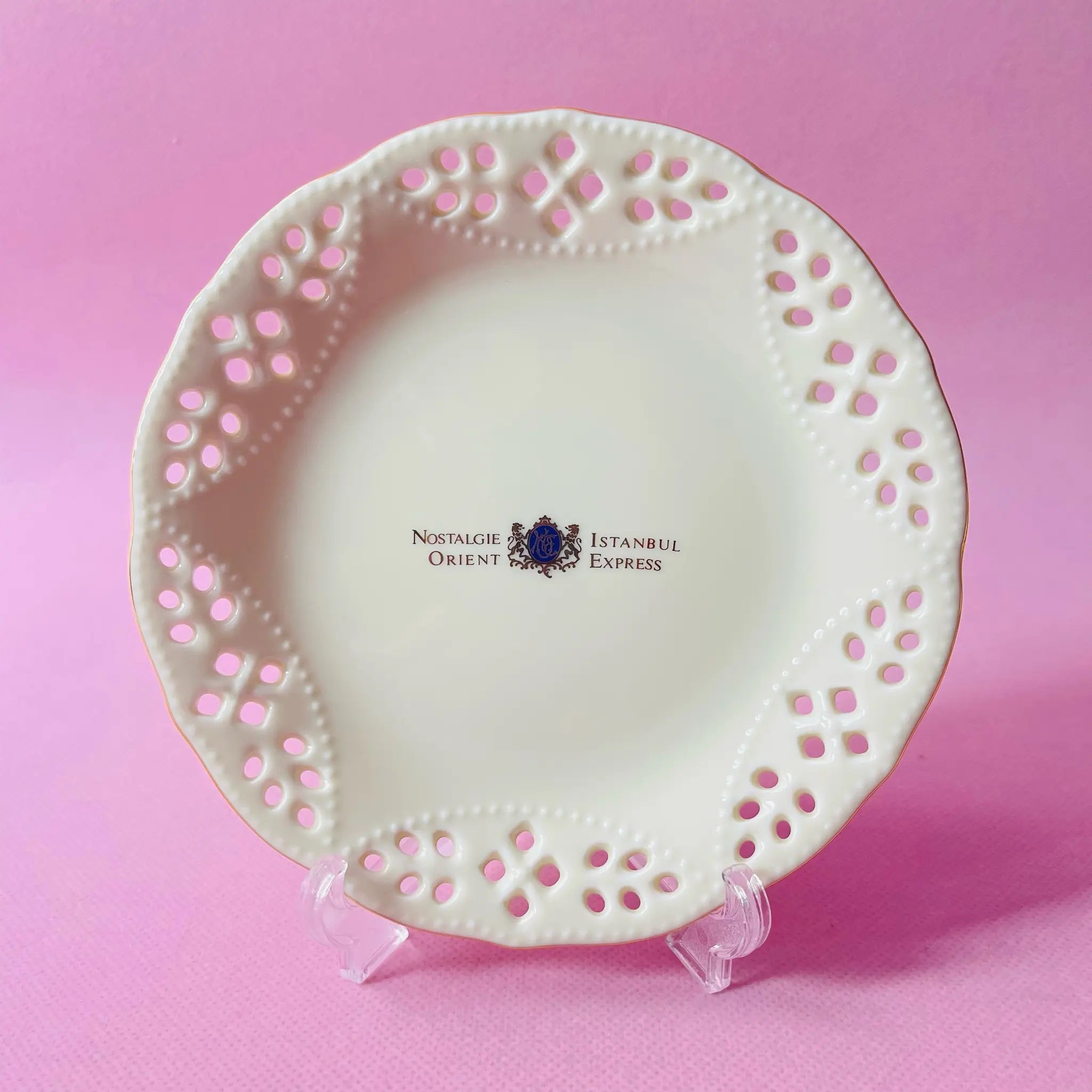 【リユース】 デザートセット 5P / MOMOYAMA(桃山陶器株式会社) / Nostalgie Istanbul Orient Express / 陶器 / 日本 / 透かし模様,金縁 / 箱付き