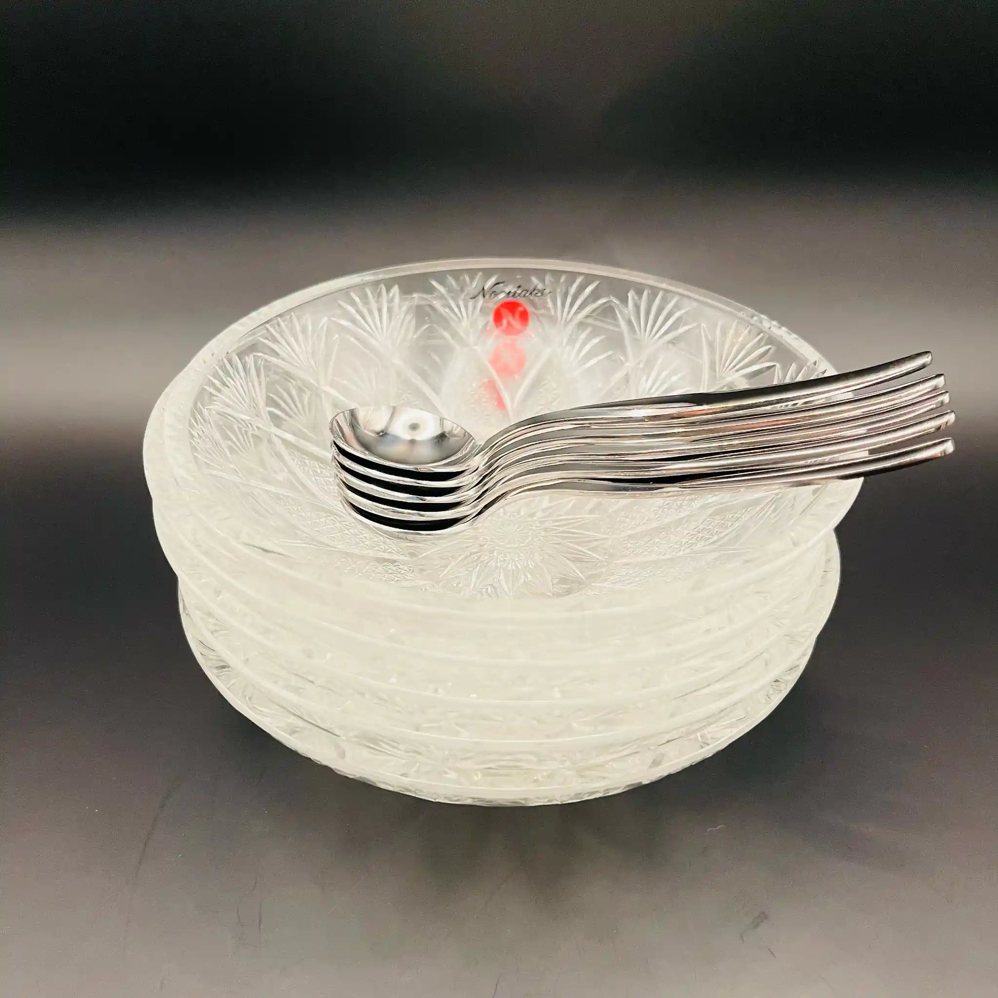 【リユース】 深皿5枚スプーン5P / Noritake(ノリタケ) / 千菊シリーズ / 昭和レトロ 未使用 箱あり