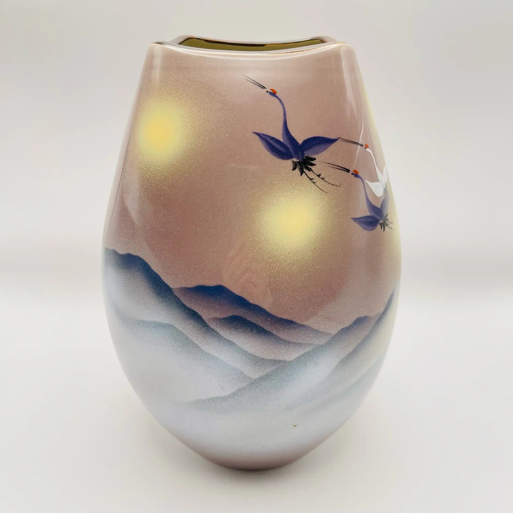 【骨董品】 花瓶 / 九谷焼『鶴連山』