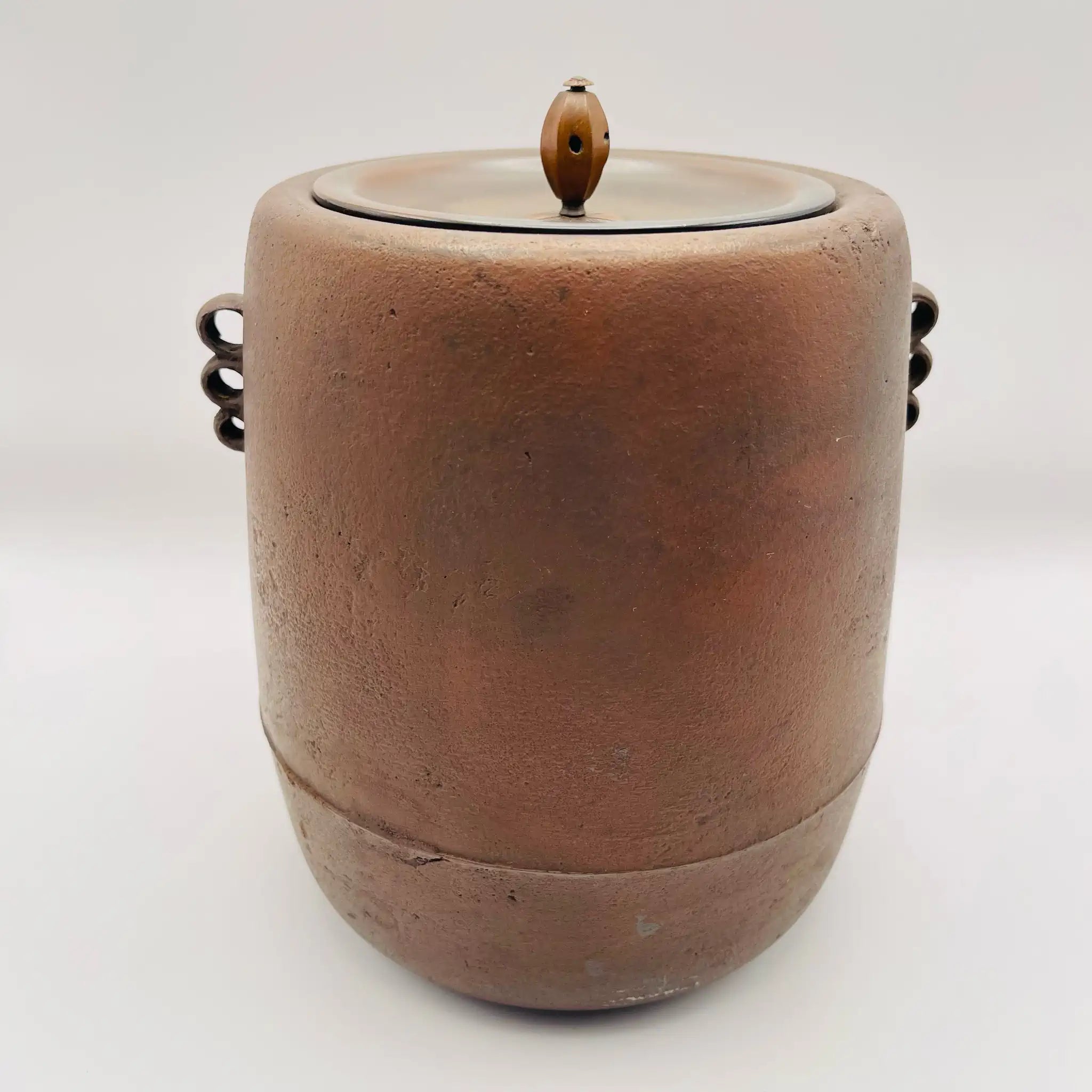 【骨董品】 茶釜(筒釜) / 出石焼 / 茶道具 木箱あり