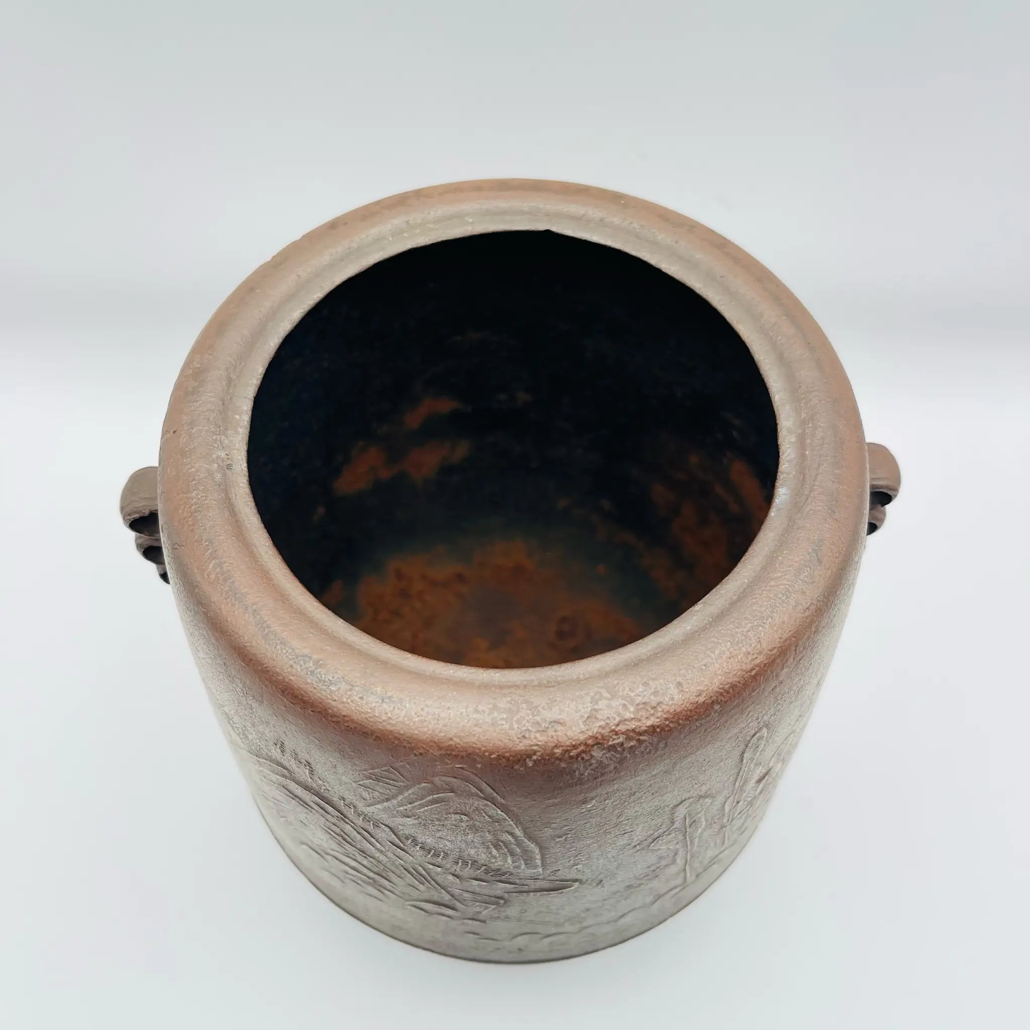 【骨董品】 茶釜(筒釜) / 出石焼 / 茶道具 木箱あり