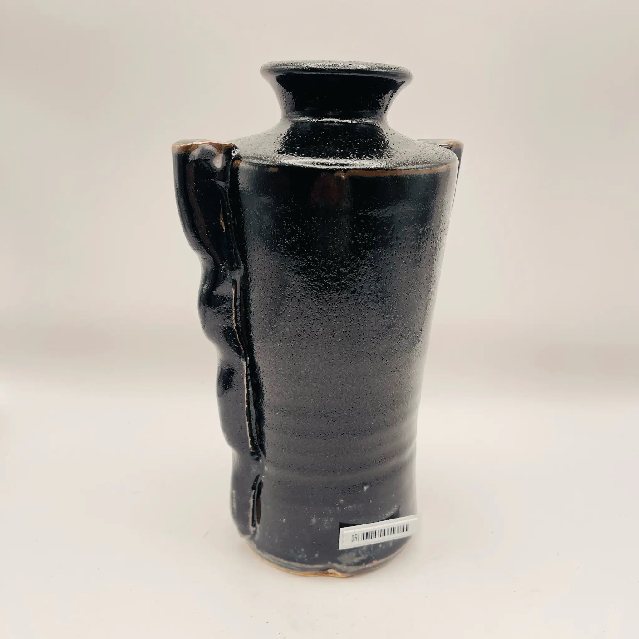 【骨董品】 フラワーベース(花瓶) / 山口小左衛門窯 / 赤津焼 / 黒耀釉 未使用 箱あり