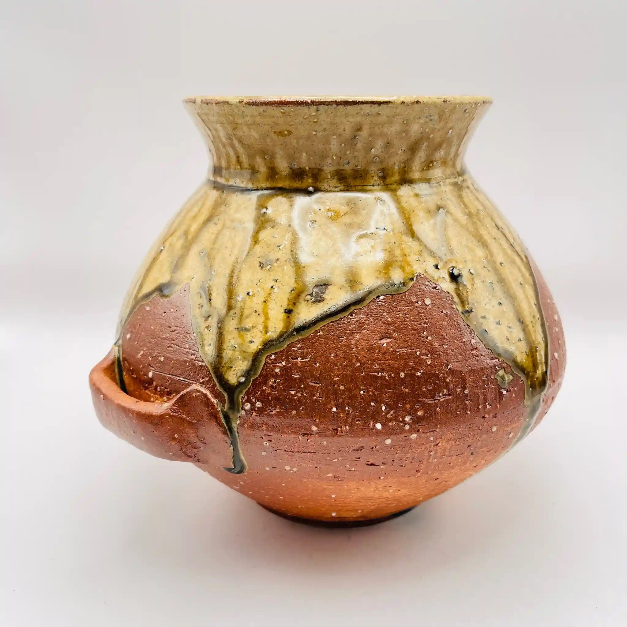 【骨董品】 耳付花壺 / 信楽焼 / 日本 / 未使用,箱あり