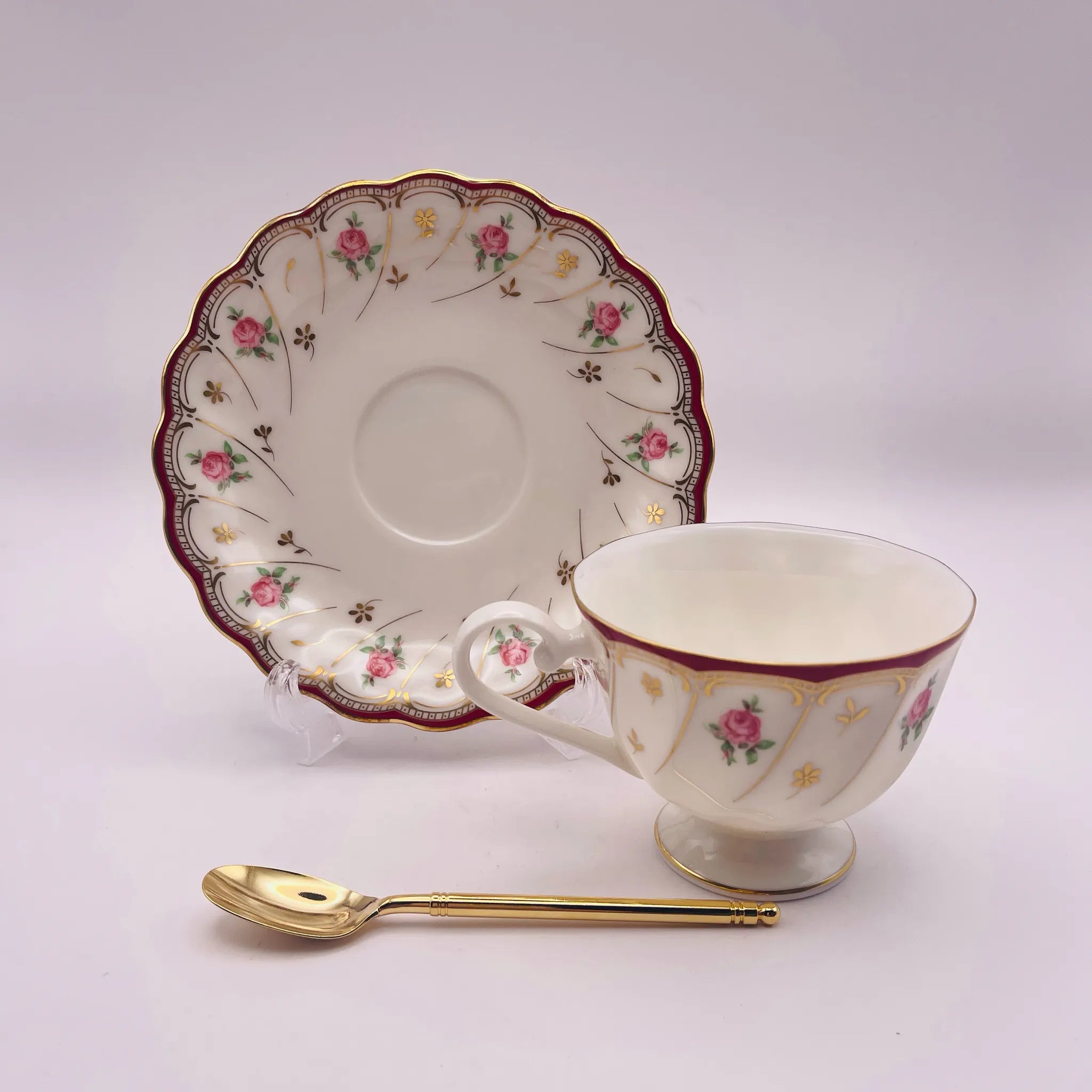 【リユース】 カップ&ソーサーセット / HOYA / スプーン付き