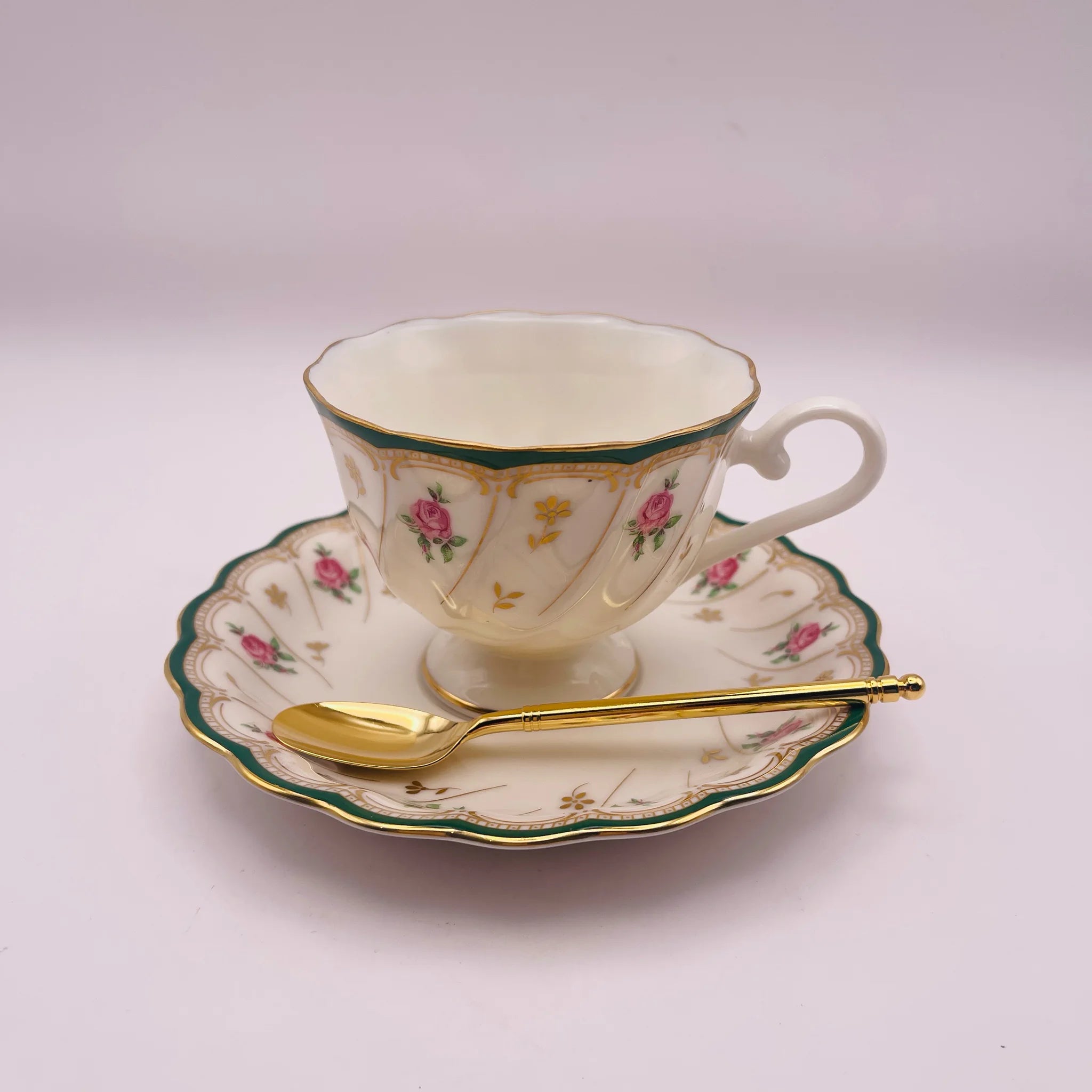 【リユース】 カップ&ソーサーセット / HOYA / スプーン付き