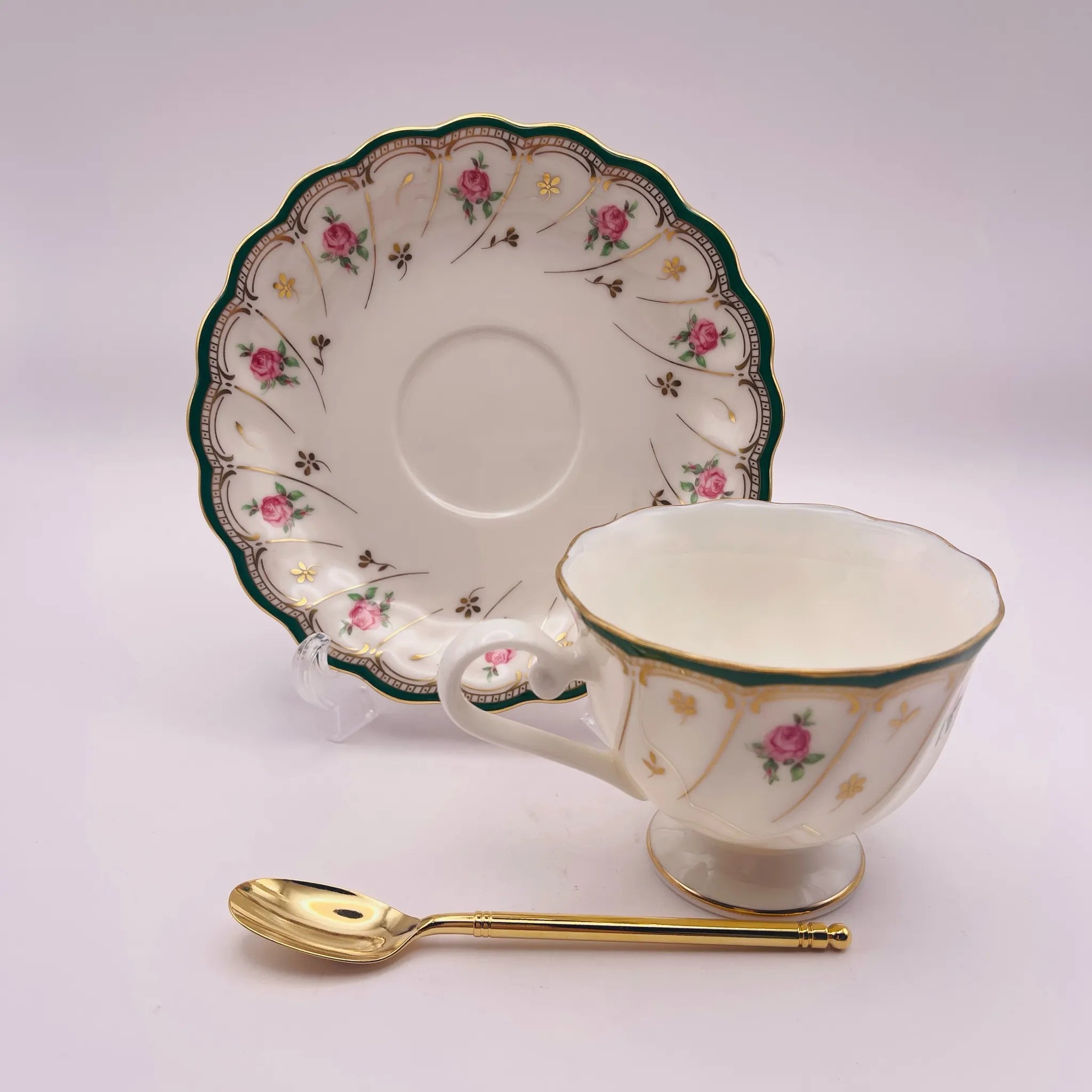 【リユース】 カップ&ソーサーセット / HOYA / スプーン付き 未使用